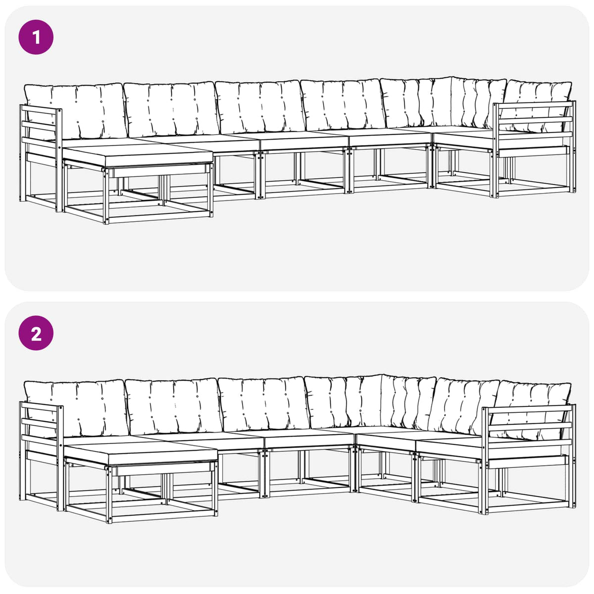 Set vanjskih sofa 7 kom. Prirodna i bež Čvrsto drvo akacije