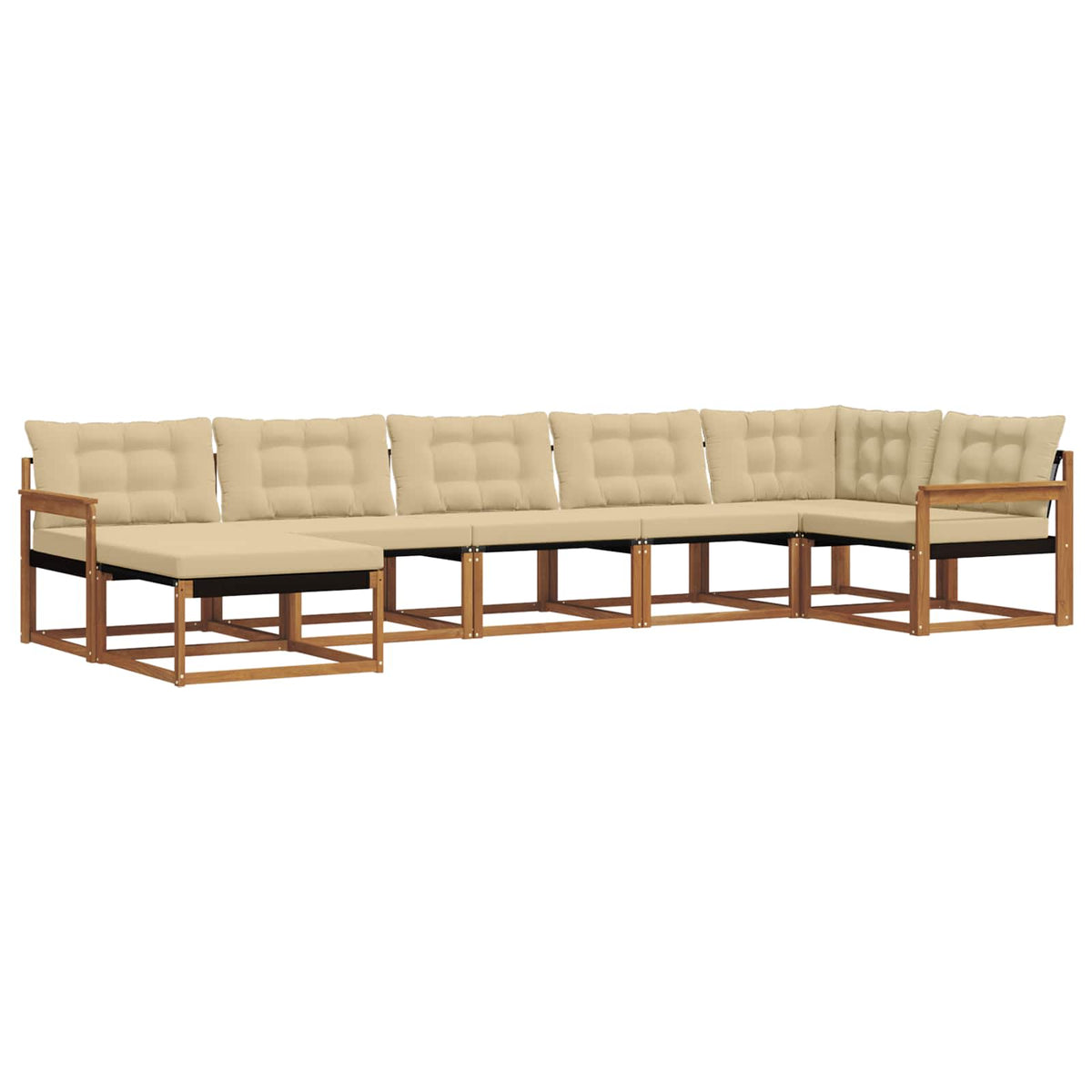 Set vanjskih sofa 7 kom. Prirodna i bež Čvrsto drvo akacije