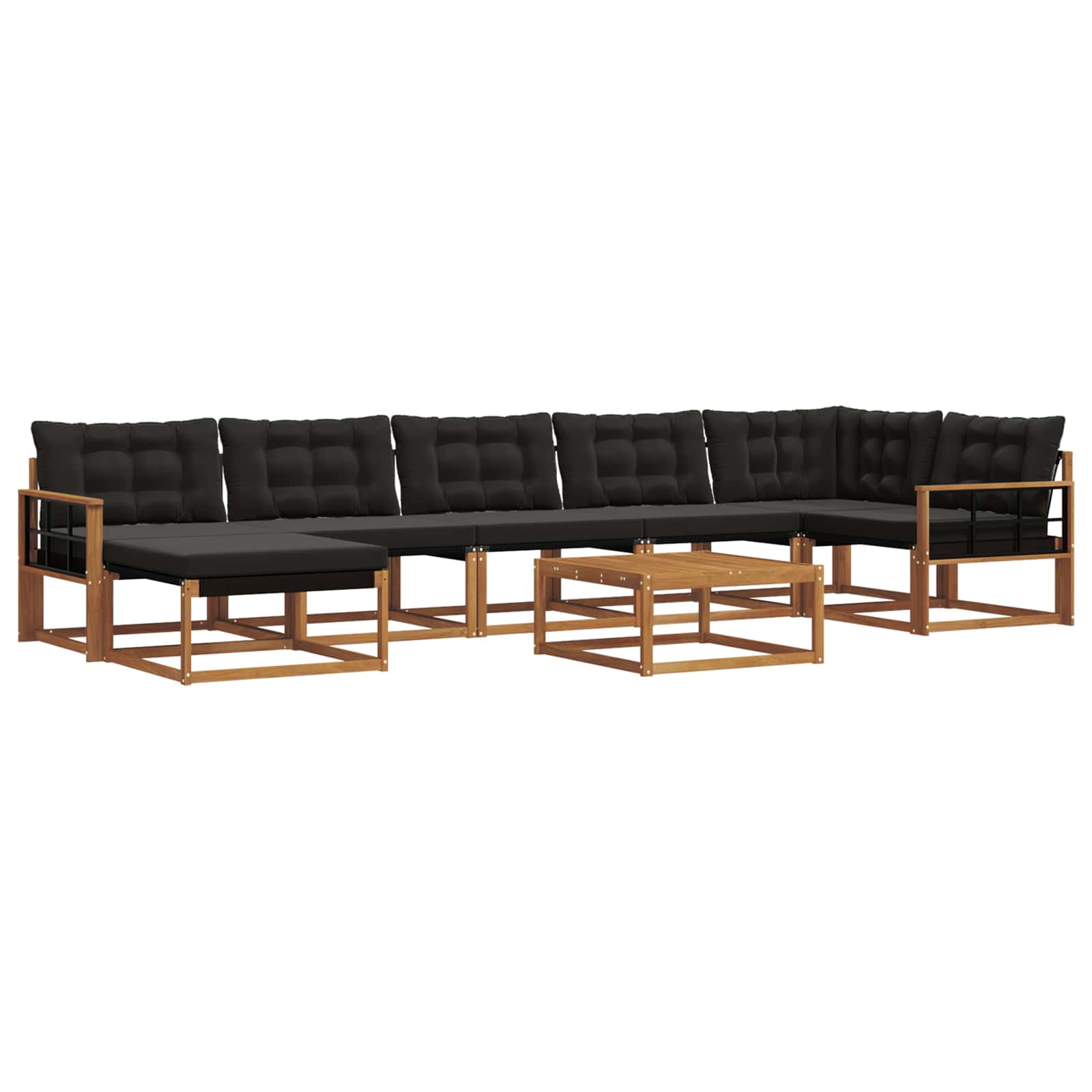 Set vanjskih sofa 22 pcs Prirodna i crna Čvrsto drvo akacije