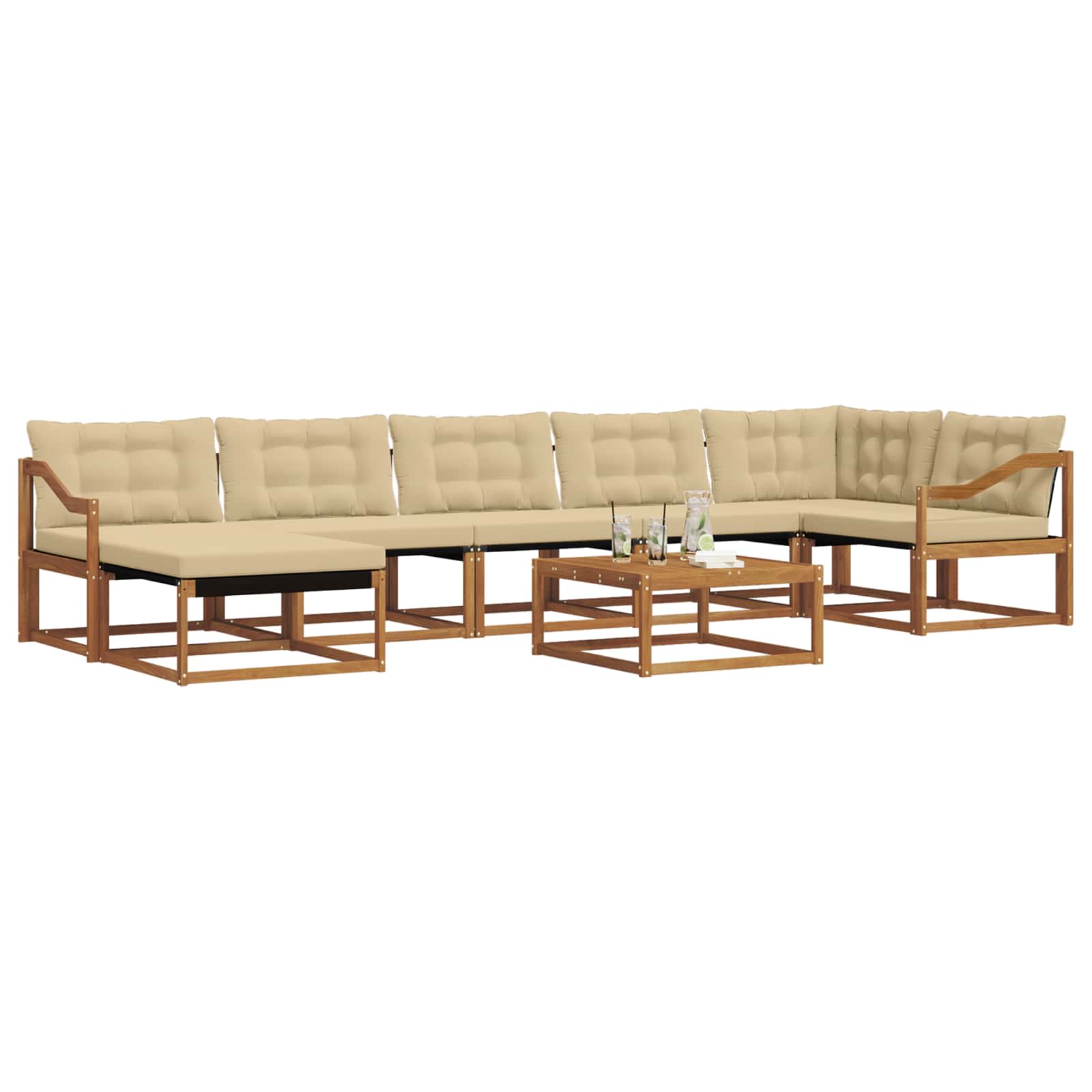 Set vanjskih sofa 22 pcs Prirodna i bež Čvrsto drvo akacije
