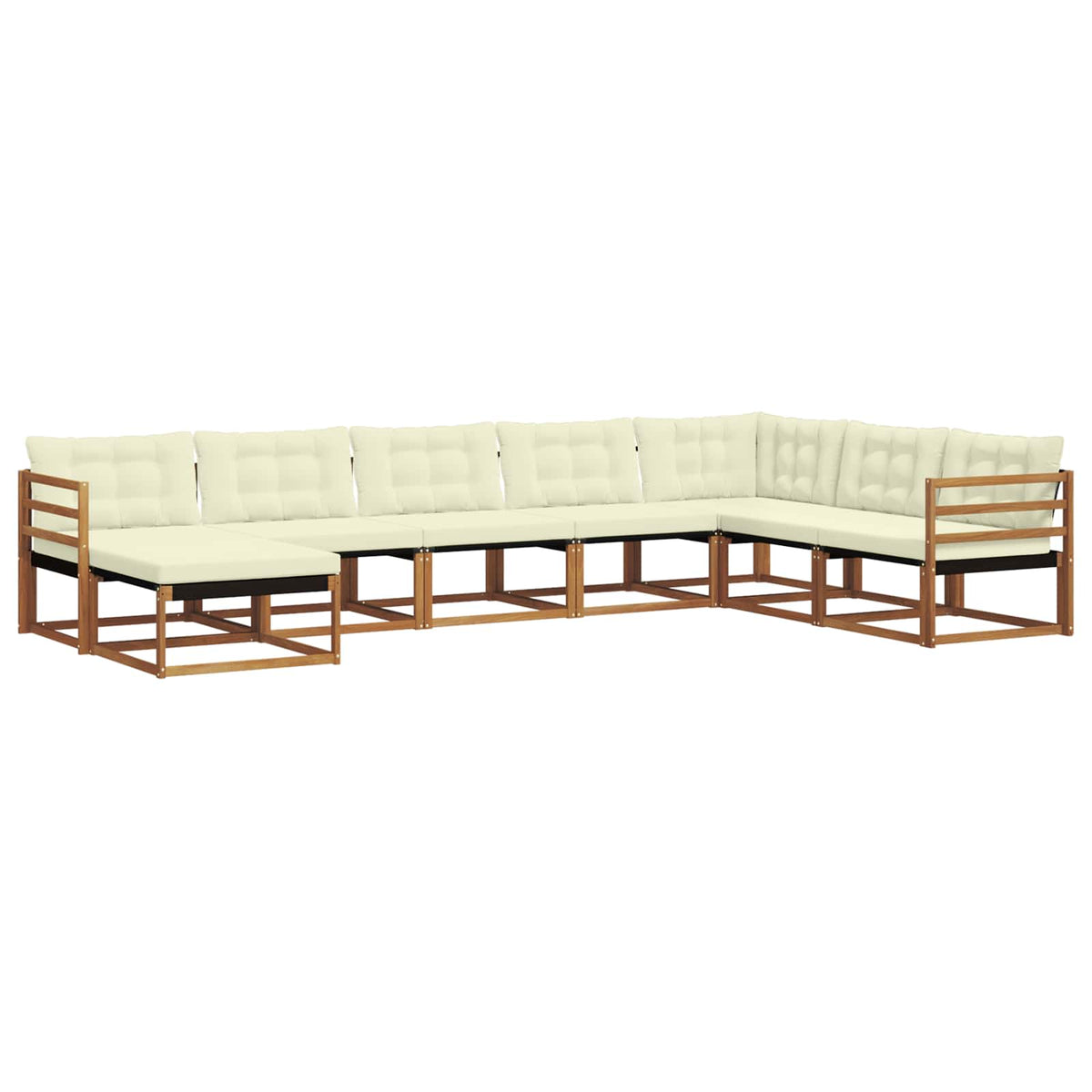 Set vanjskih sofa 8 kom. Prirodna i krem Čvrsto drvo akacije