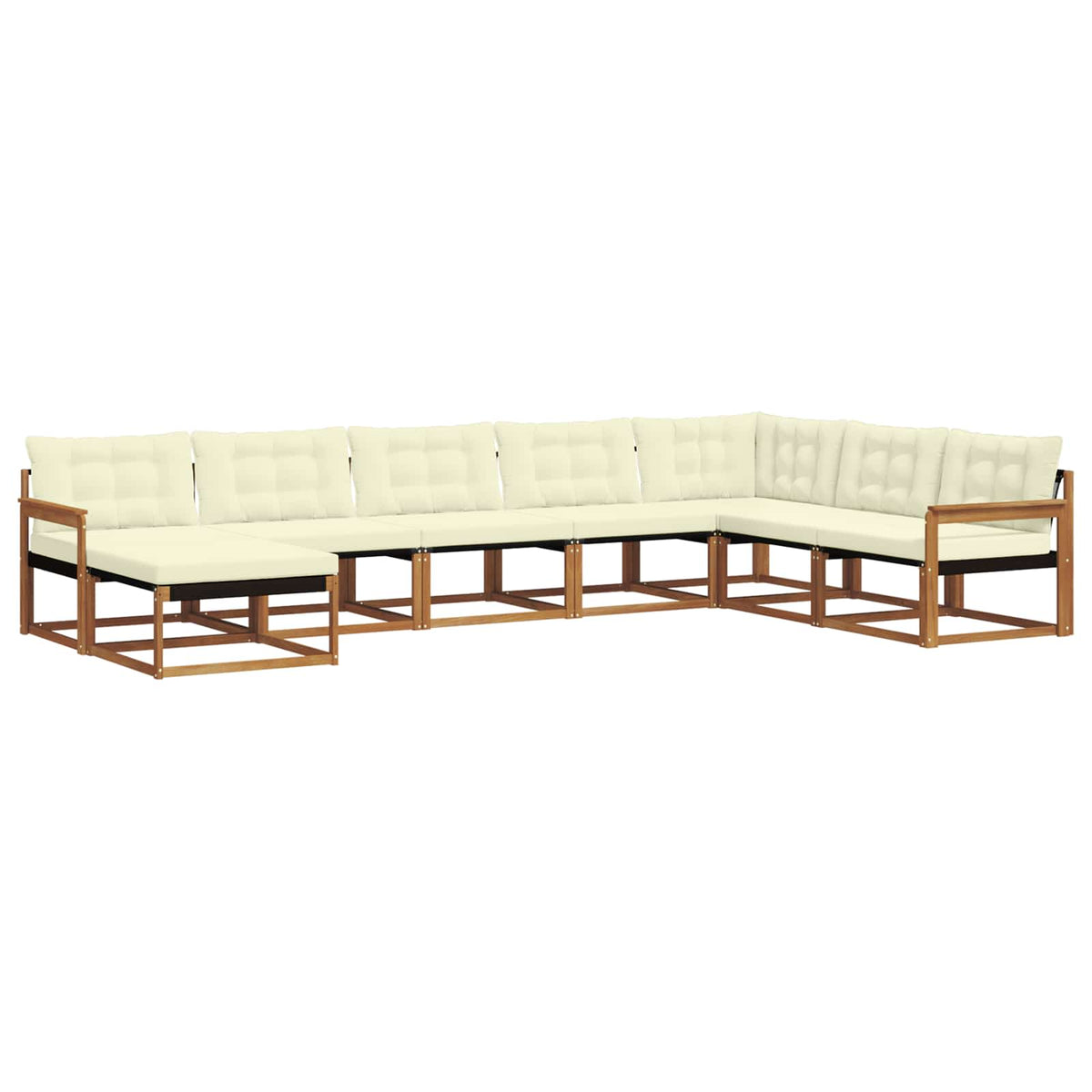 Set vanjskih sofa 8 kom. Prirodna i krem Čvrsto drvo akacije