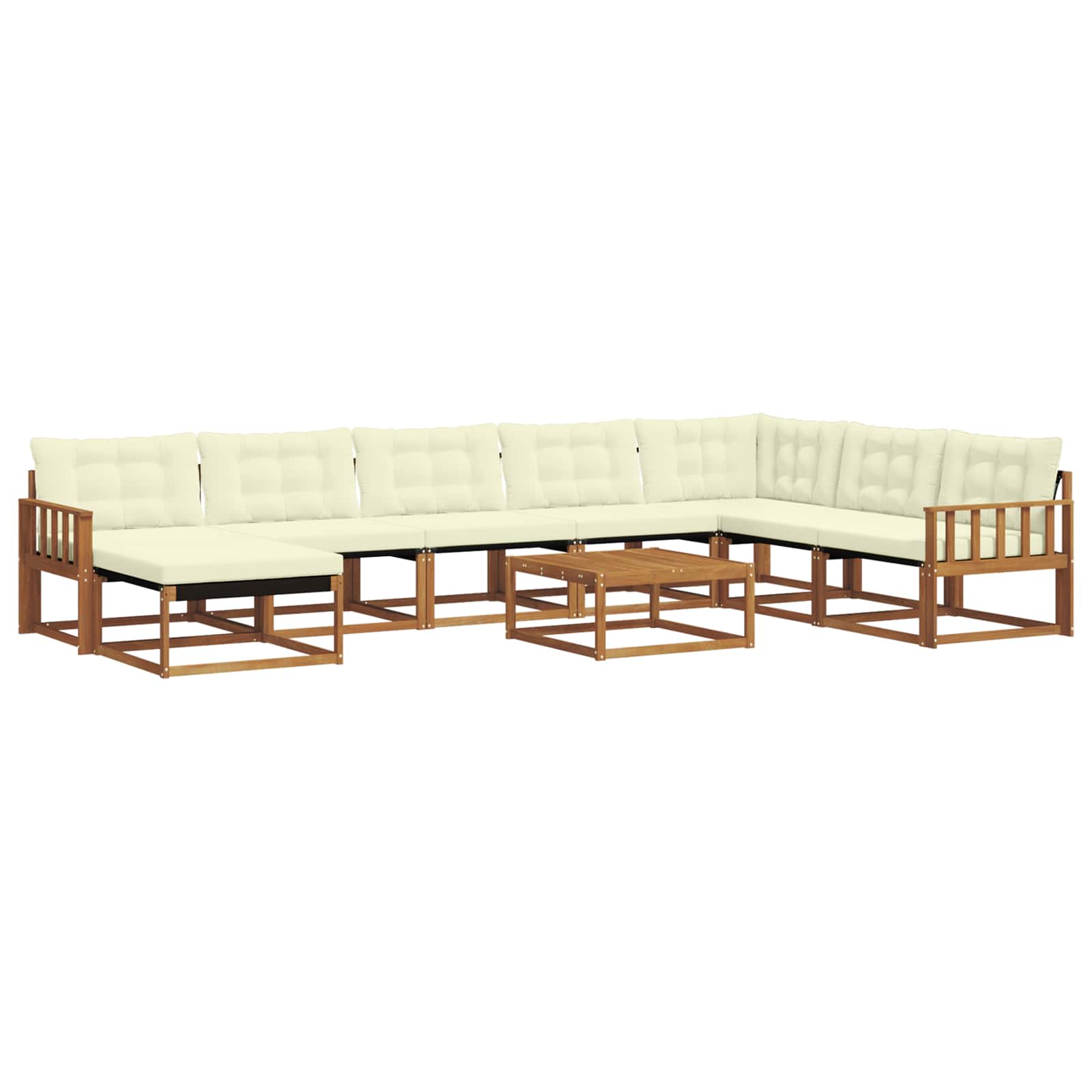 Set vanjskih sofa 9 pcs Prirodna i krem Čvrsto drvo akacije