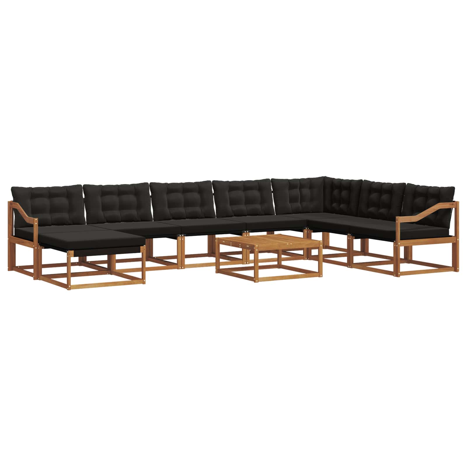 Set vanjskih sofa 9 pcs Prirodna i crna Čvrsto drvo akacije