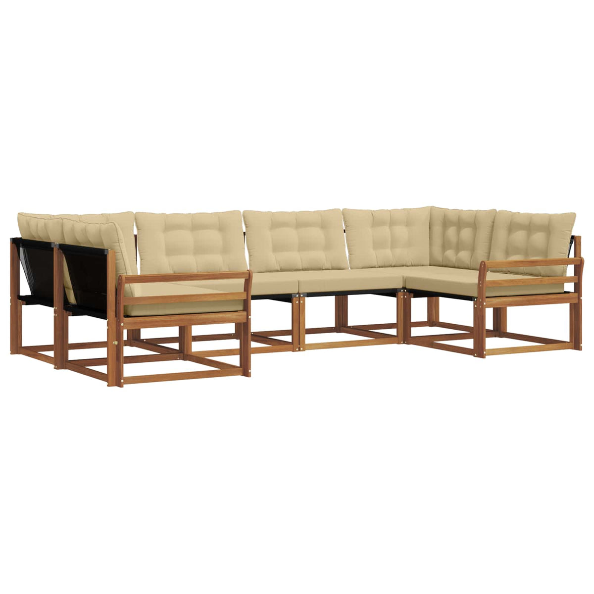 Set vanjskih sofa 6 kom. Prirodna i bež Smeđa 325 x 170,5 x 73 cm