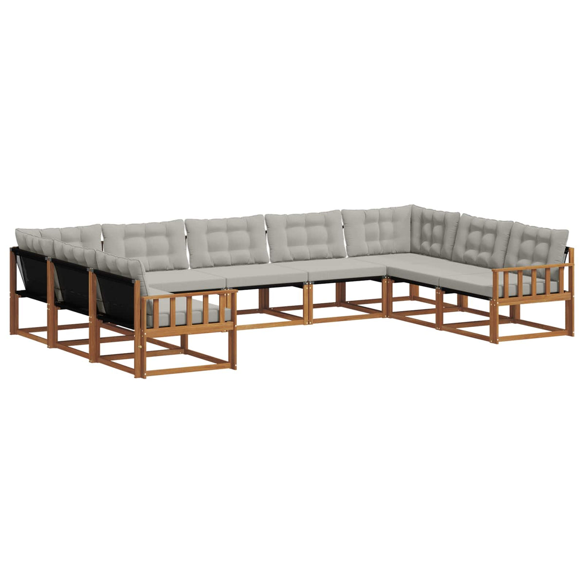 Set vanjskih sofa 9 kom. Prirodna i svijetlo siva Smeđa 404 x 247,5 x 73 cm