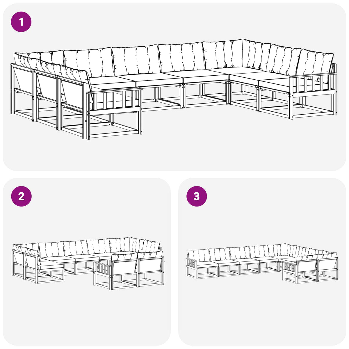 Set vanjskih sofa 9 kom. Prirodna i svijetlo siva Smeđa 404 x 247,5 x 73 cm