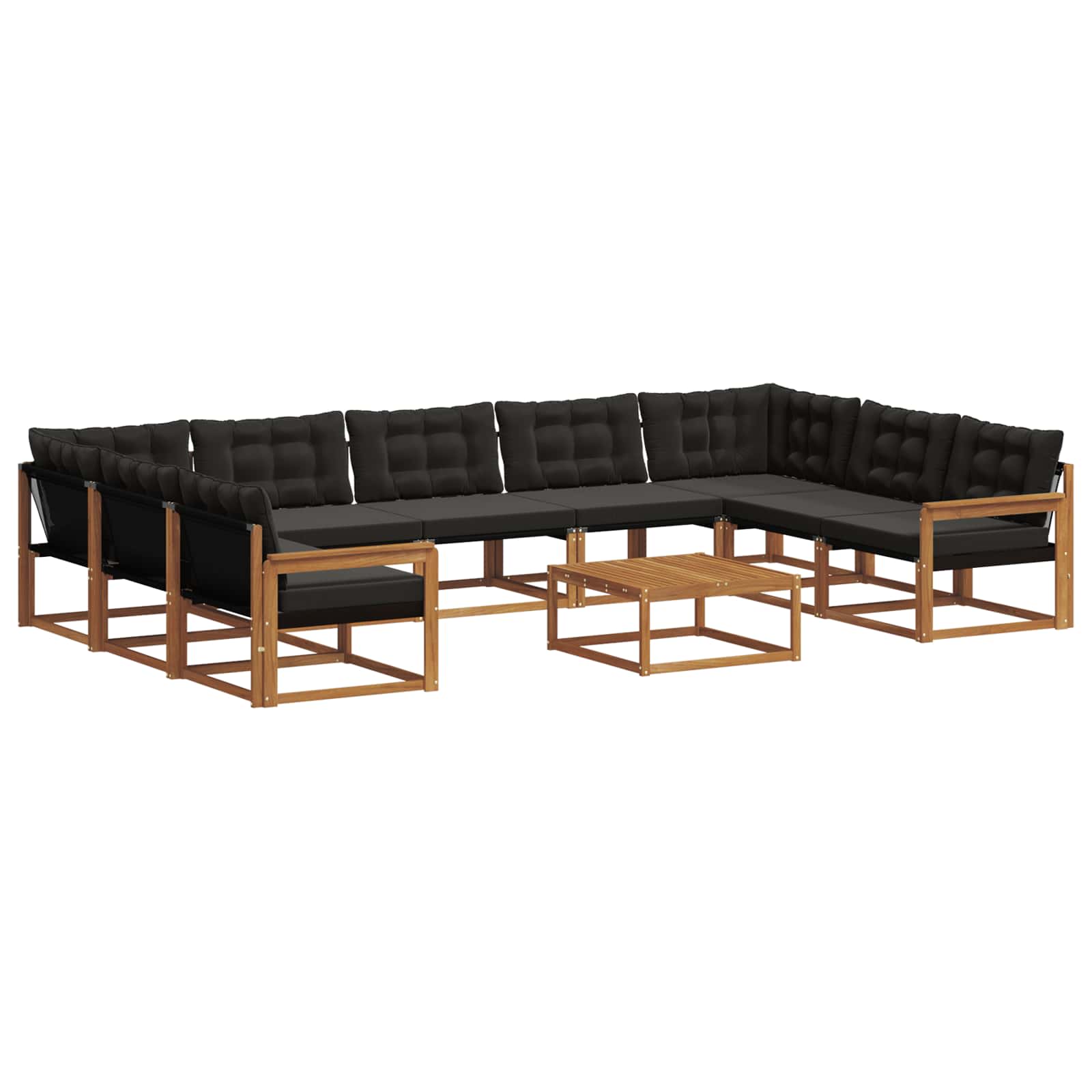 Set vanjskih sofa s jastukom 10 pcs Prirodna i crna