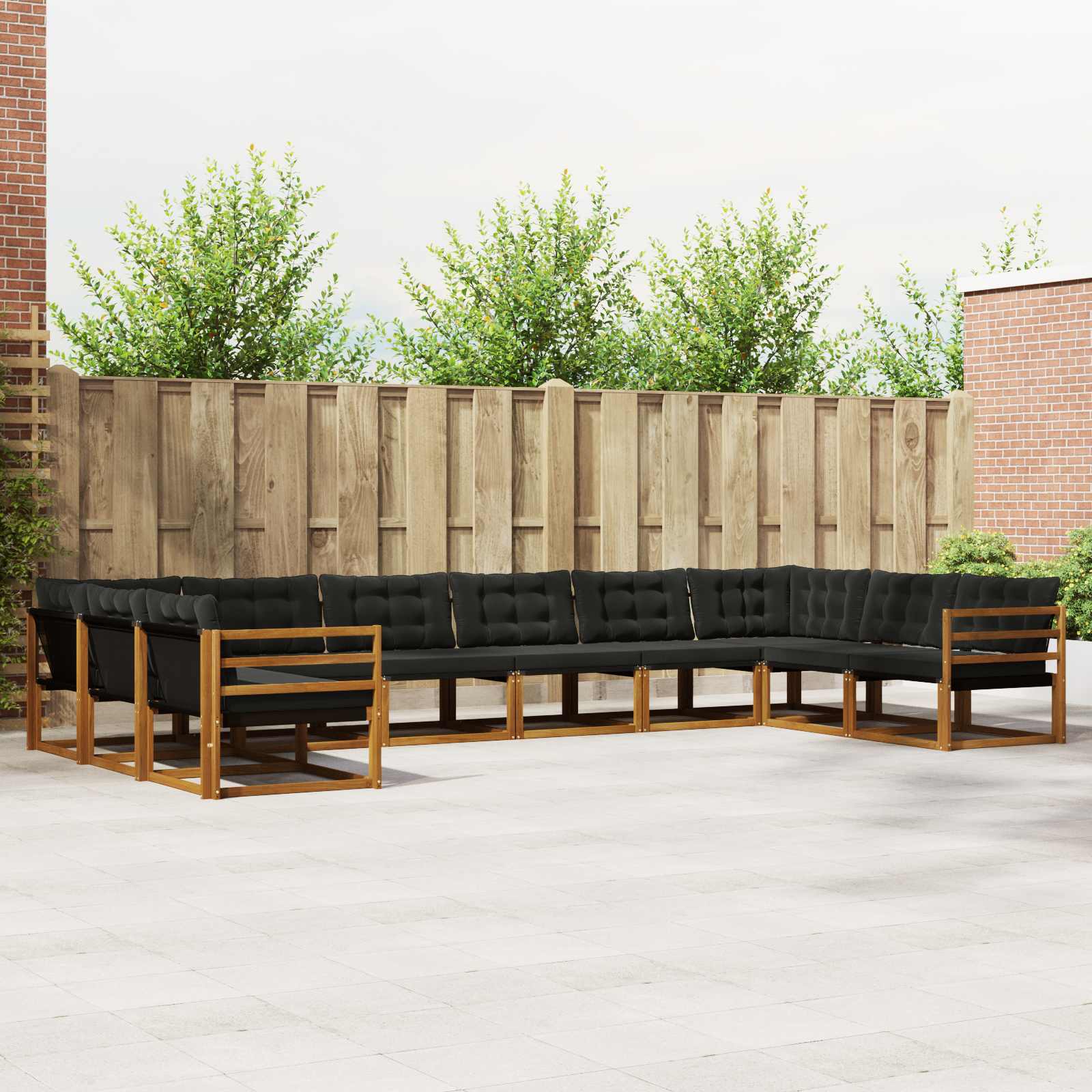 Set vanjskih sofa s jastukom 10 pcs Prirodna i crna