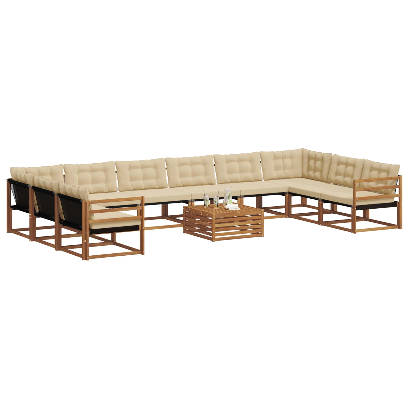 Set vanjskih sofa s jastukom 11 pcs Prirodna i bež
