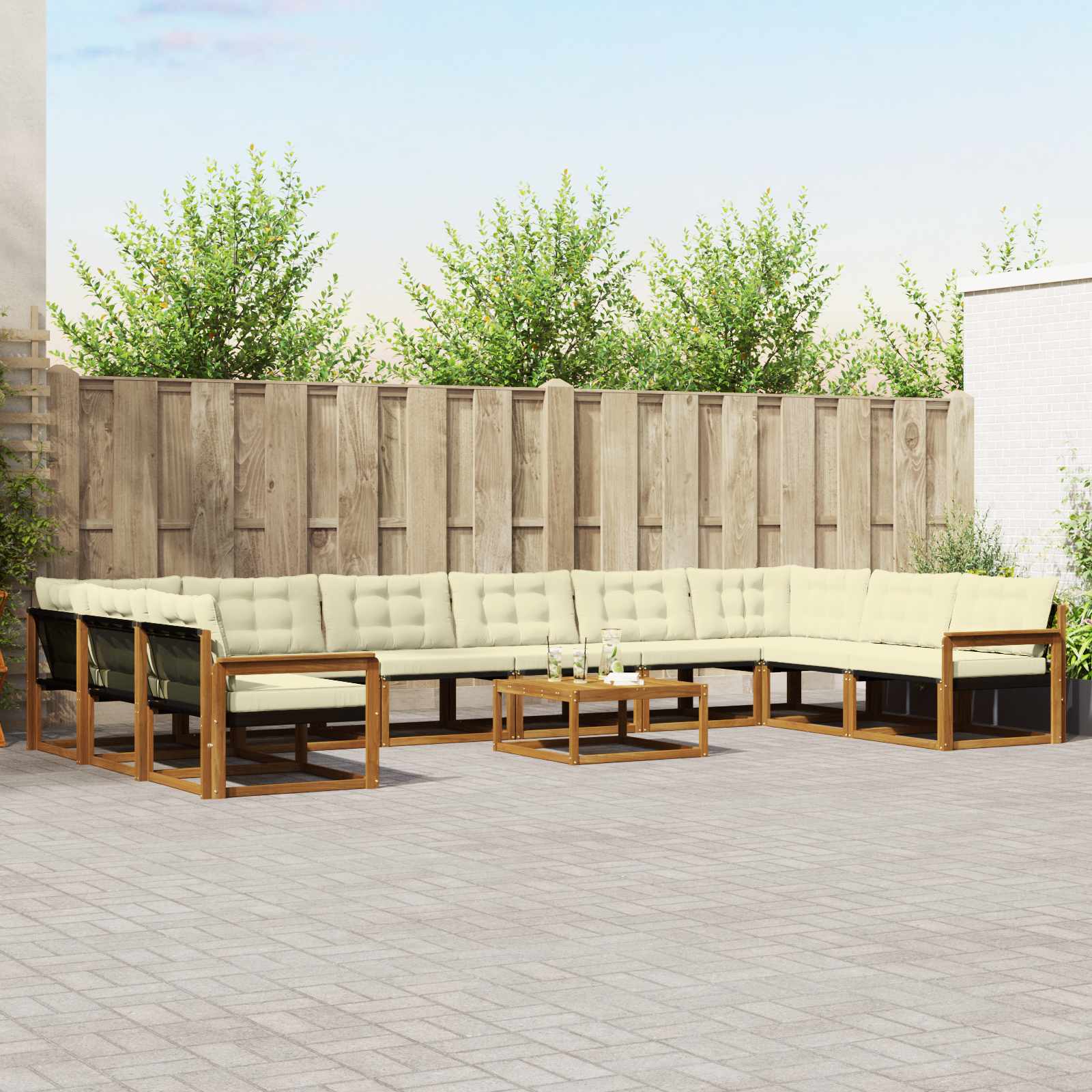 Set vanjskih sofa s jastukom 11 pcs Prirodna i krem