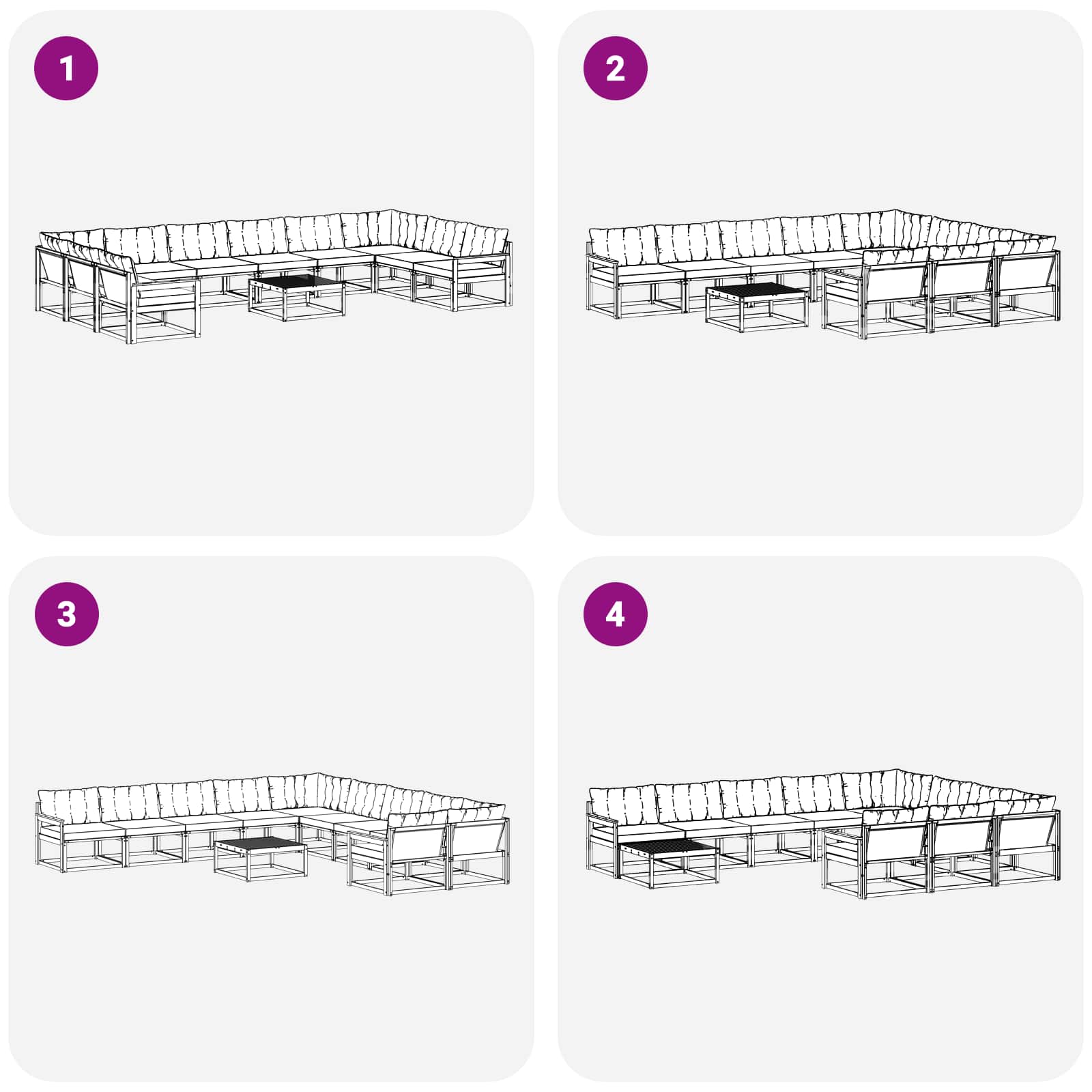 Set vanjskih sofa s jastukom 11 pcs Prirodna i krem