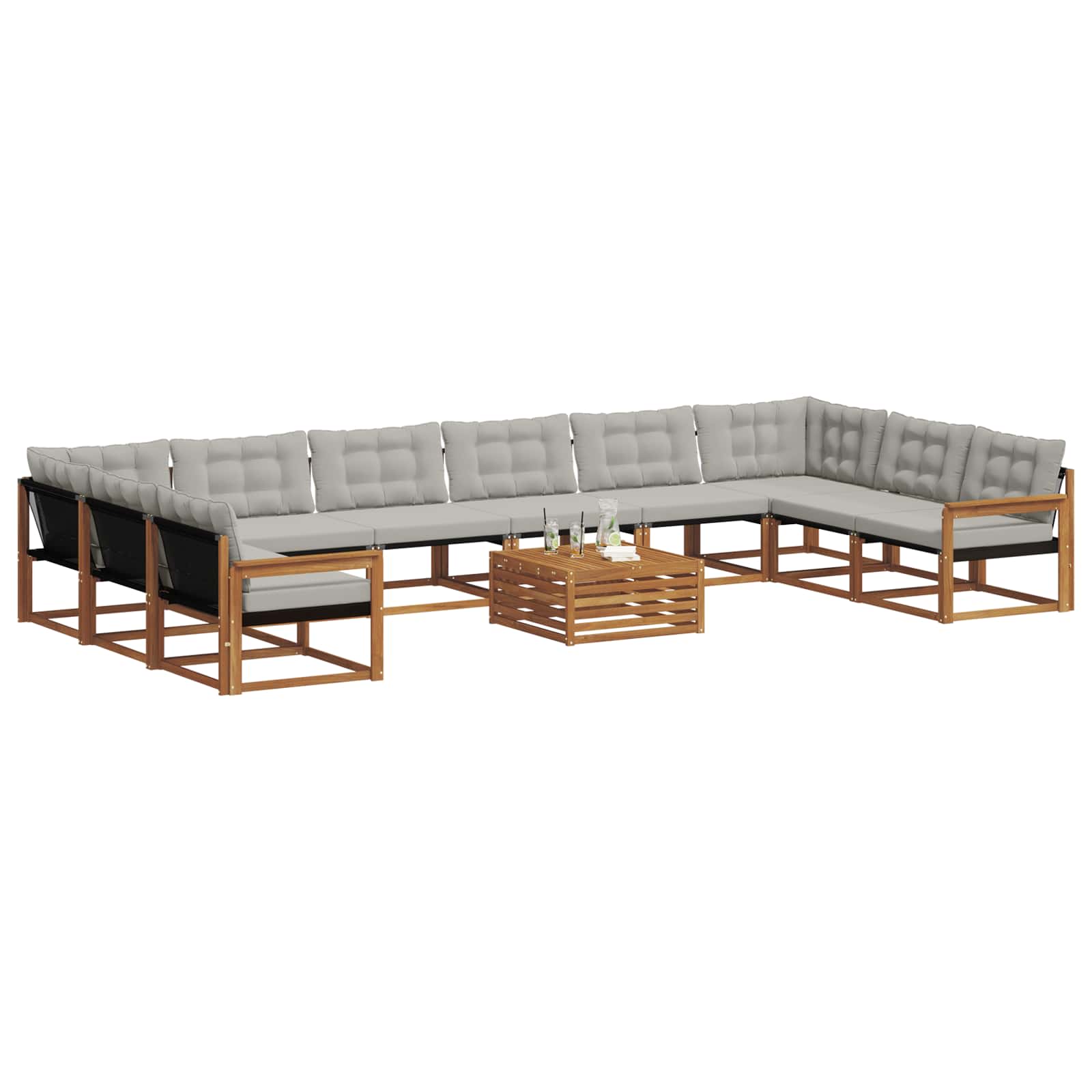 Set vanjskih sofa s jastukom 11 pcs Prirodna i svijetlo siva