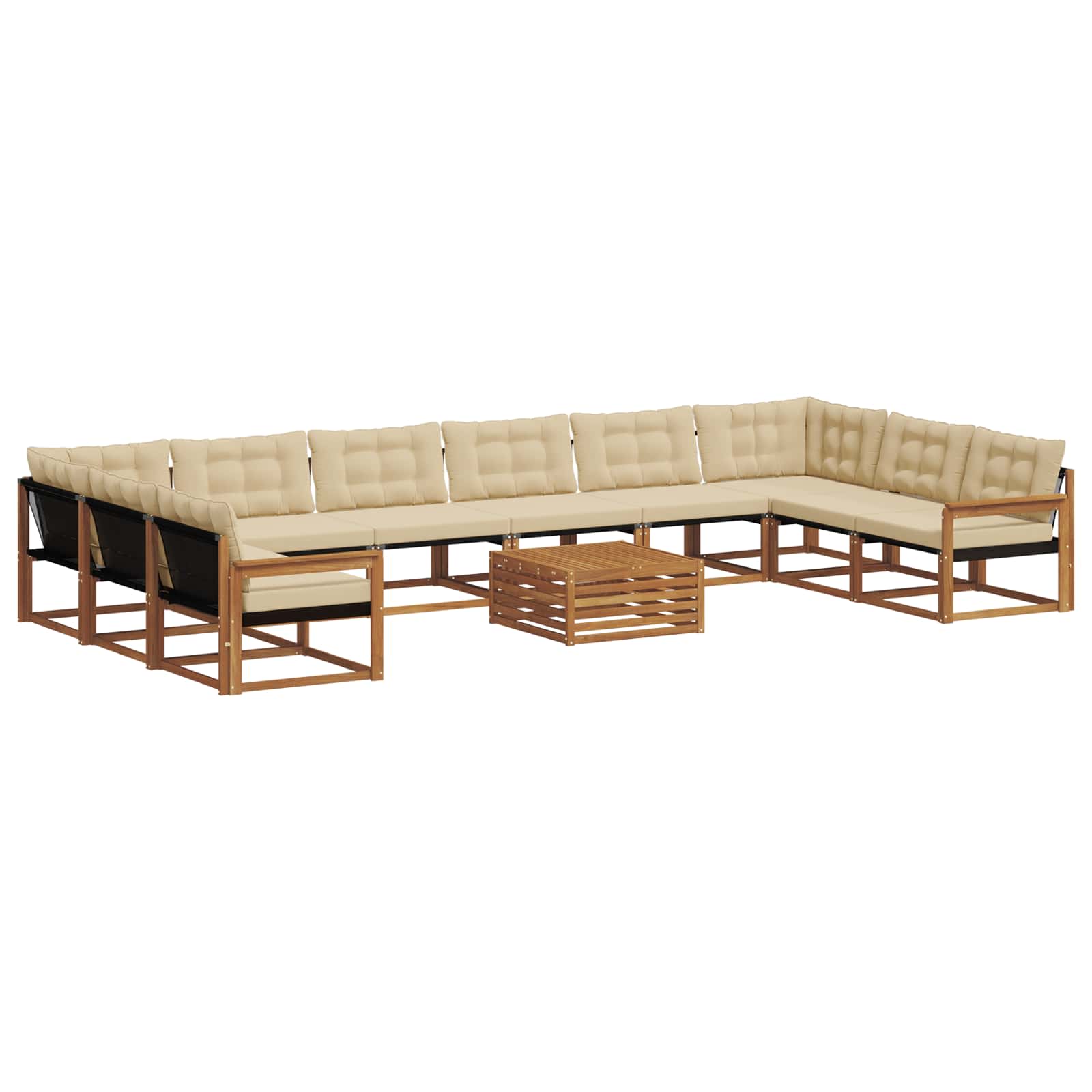 Set vanjskih sofa s jastukom 11 pcs Prirodna i bež