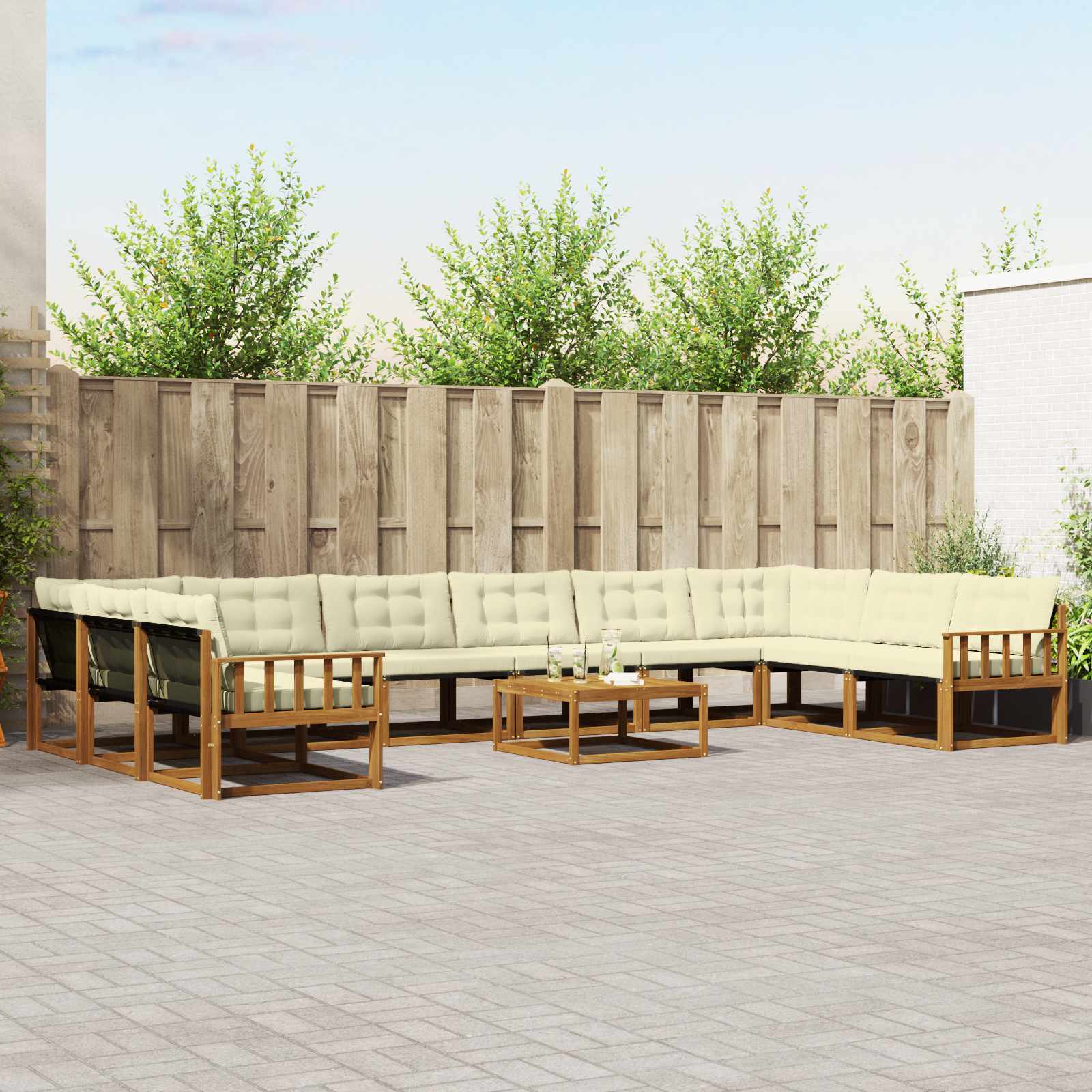 Set vanjskih sofa s jastukom 11 pcs Prirodna i krem