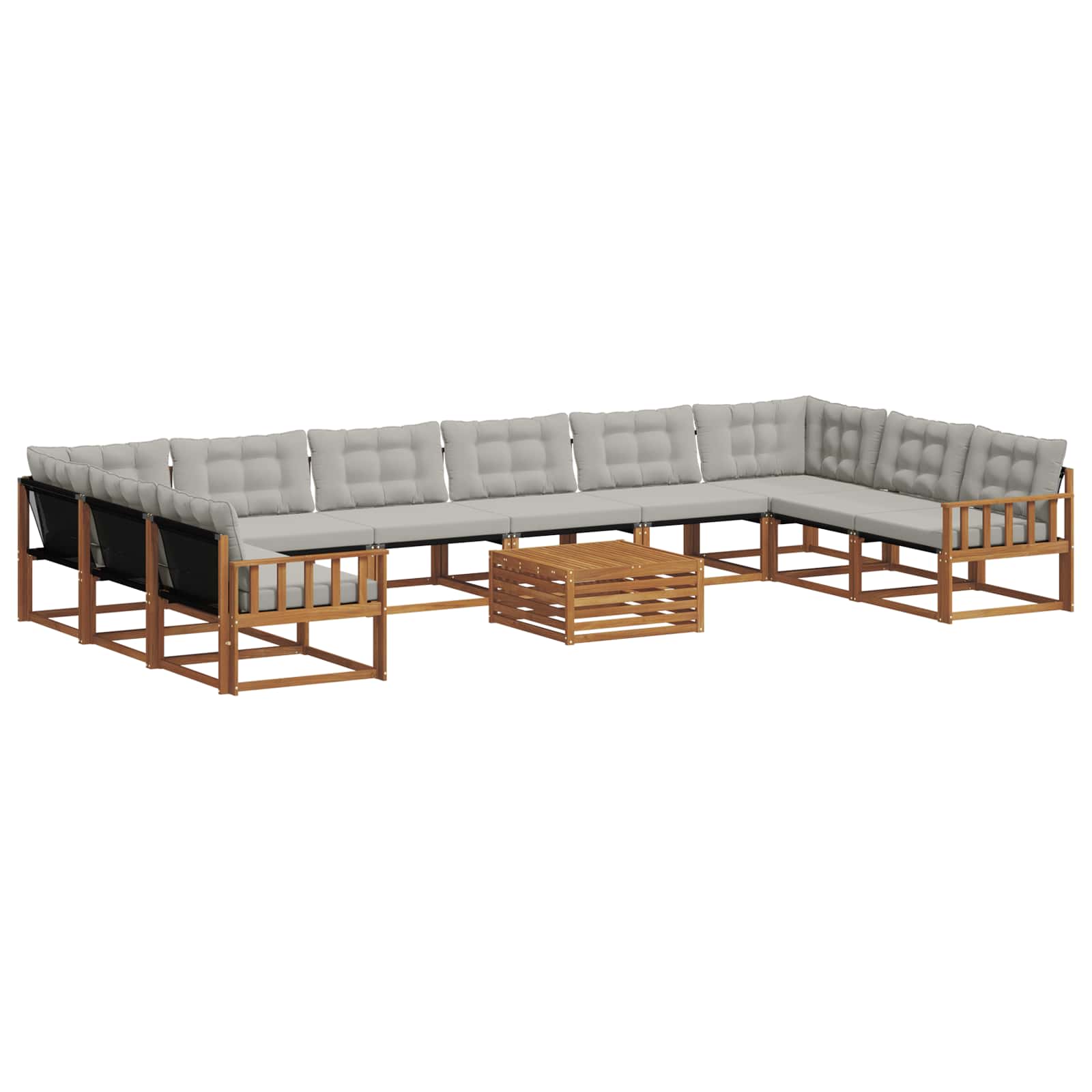 Set vanjskih sofa s jastukom 11 pcs Prirodna i svijetlo siva