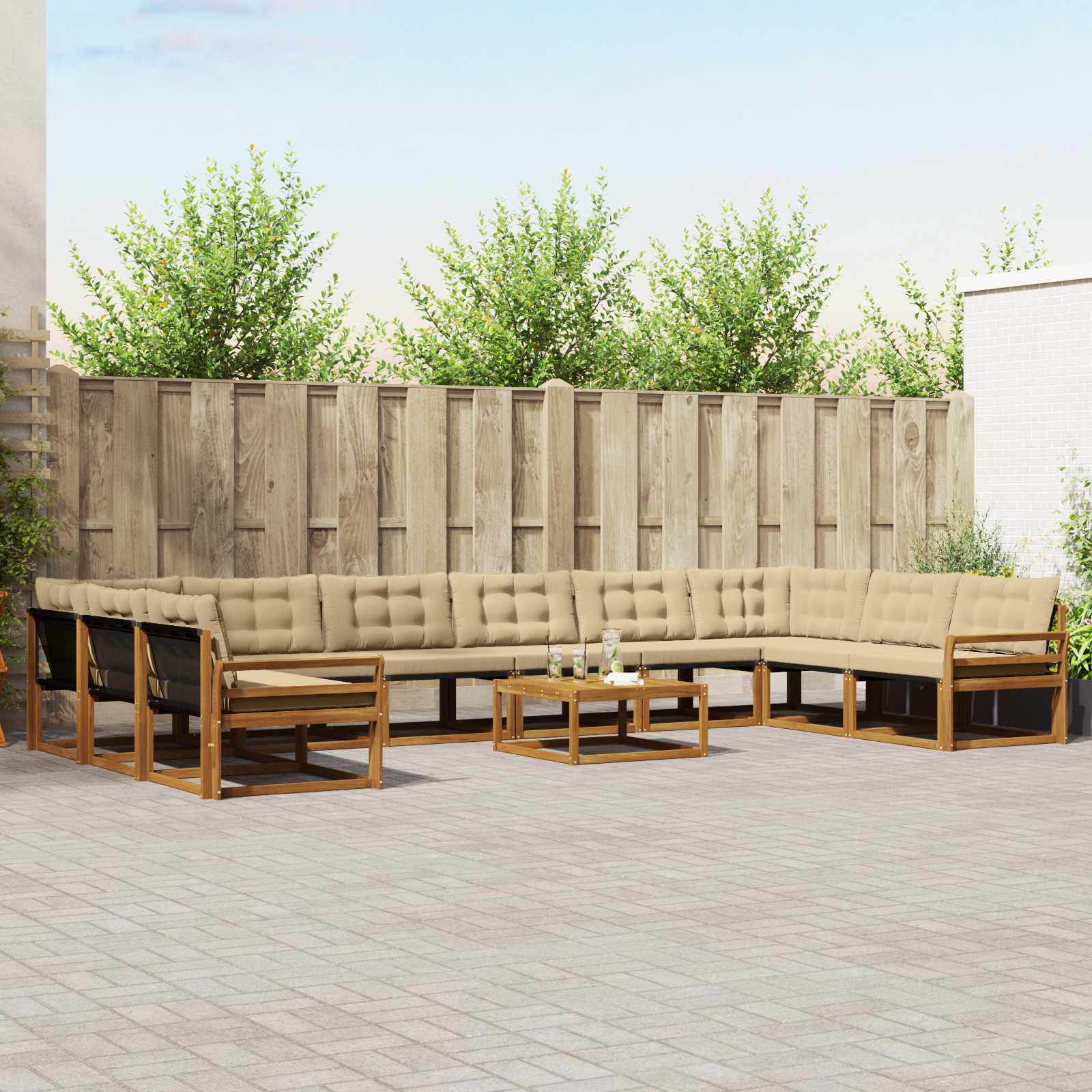 Set vanjskih sofa s jastukom 11 pcs Prirodna i bež