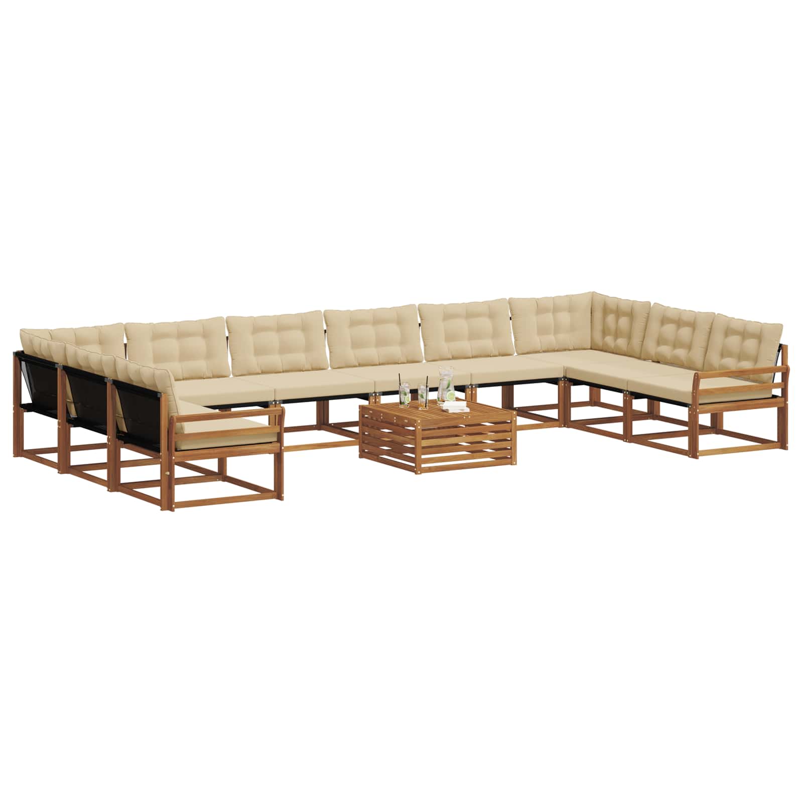 Set vanjskih sofa s jastukom 11 pcs Prirodna i bež