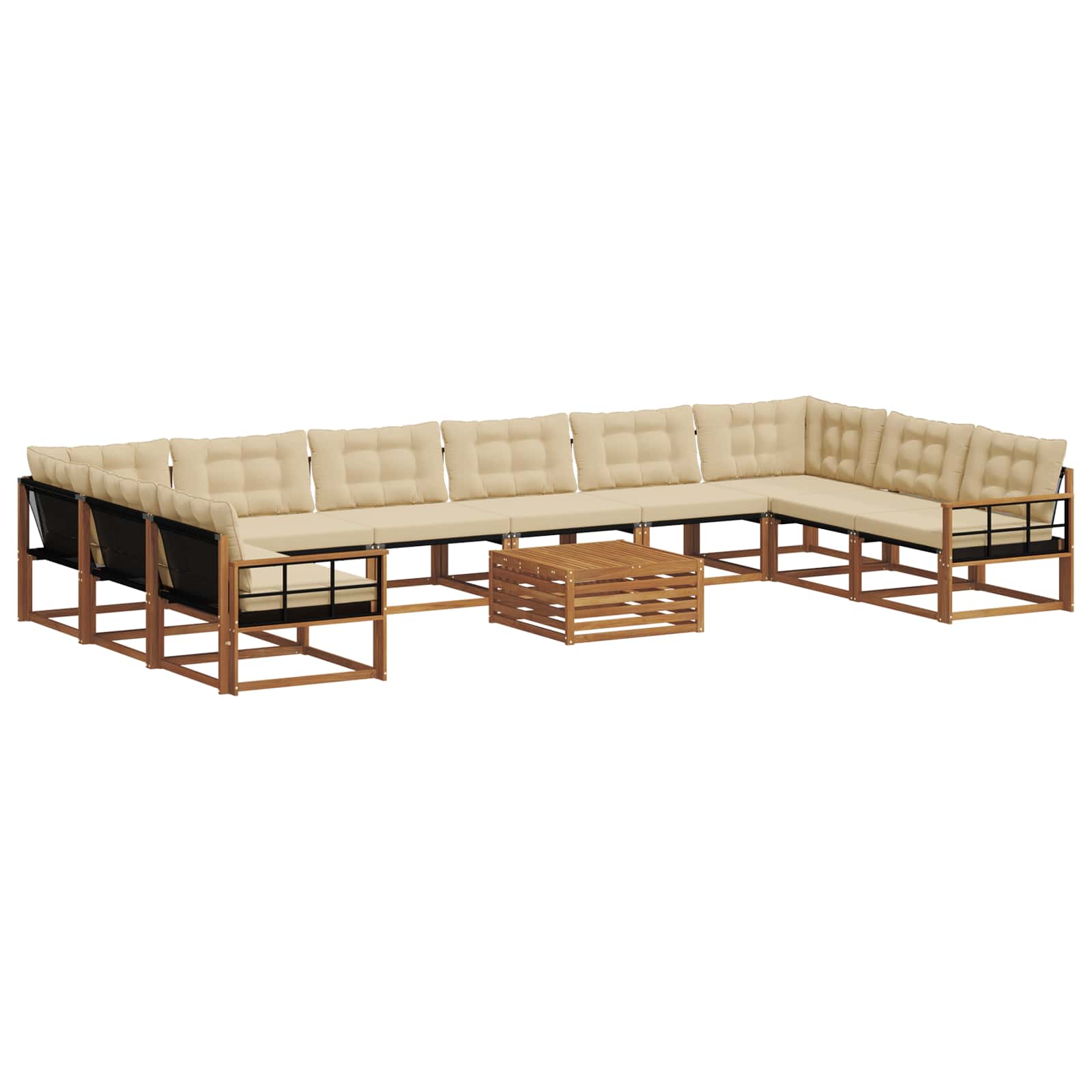Set vanjskih sofa s jastukom 11 pcs Prirodna i bež