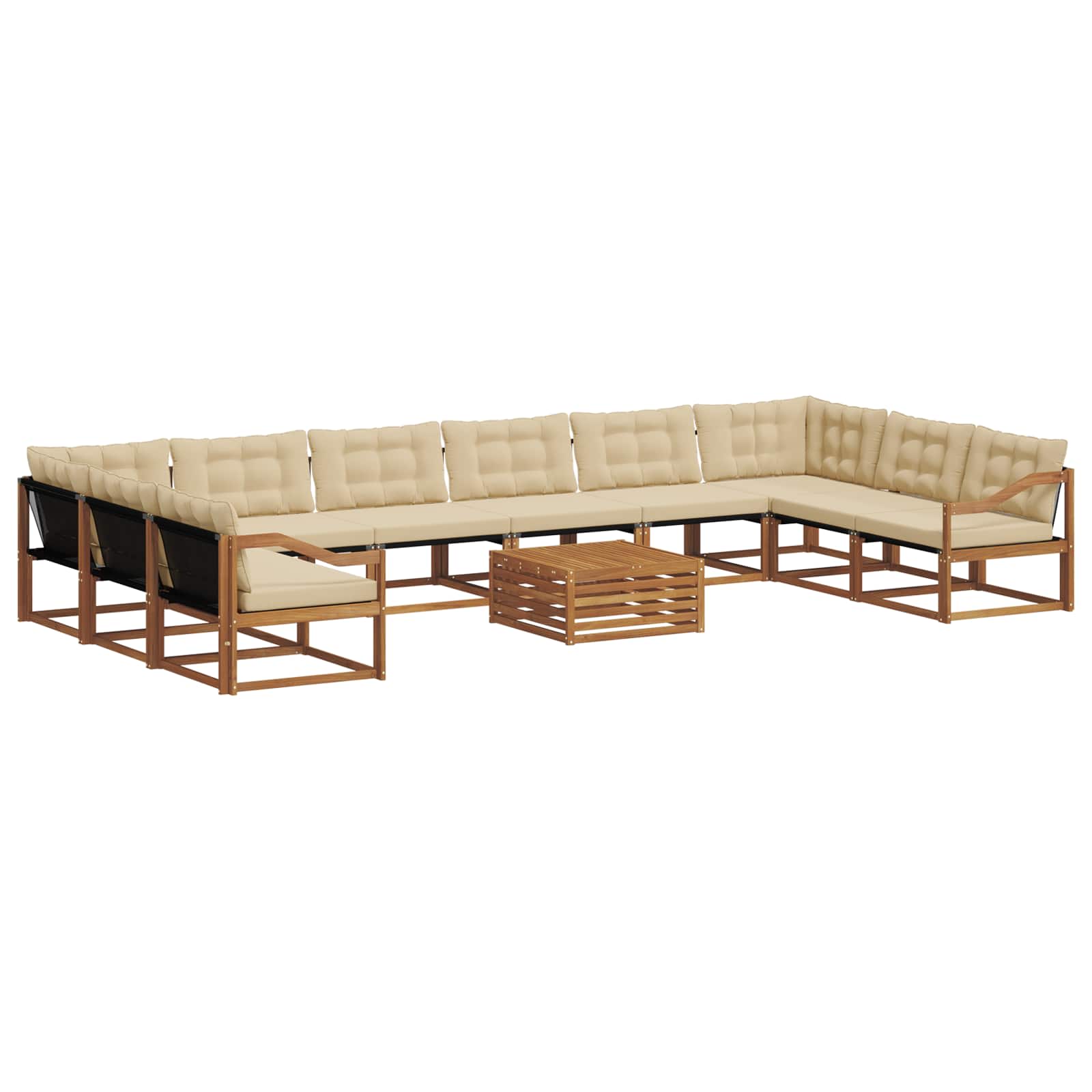 Set vanjskih sofa s jastukom 11 pcs Prirodna i bež