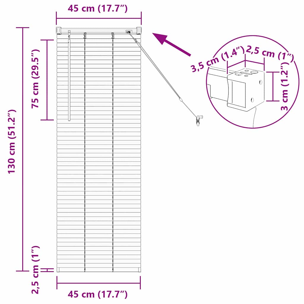Venecijanski zastore Srebrno 130 x 45 cm Aluminij