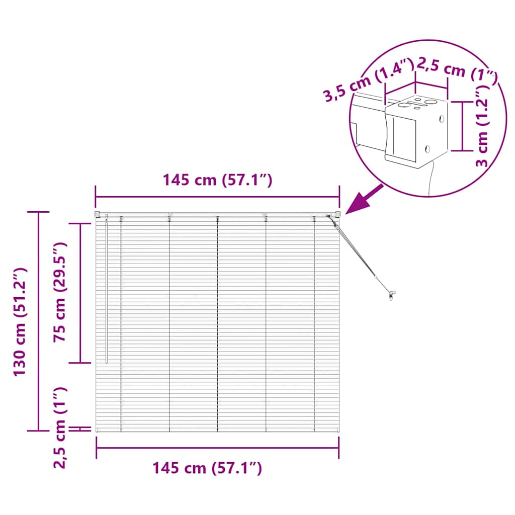 Venecijanski zastore Bijelo 130 x 145 cm Aluminij