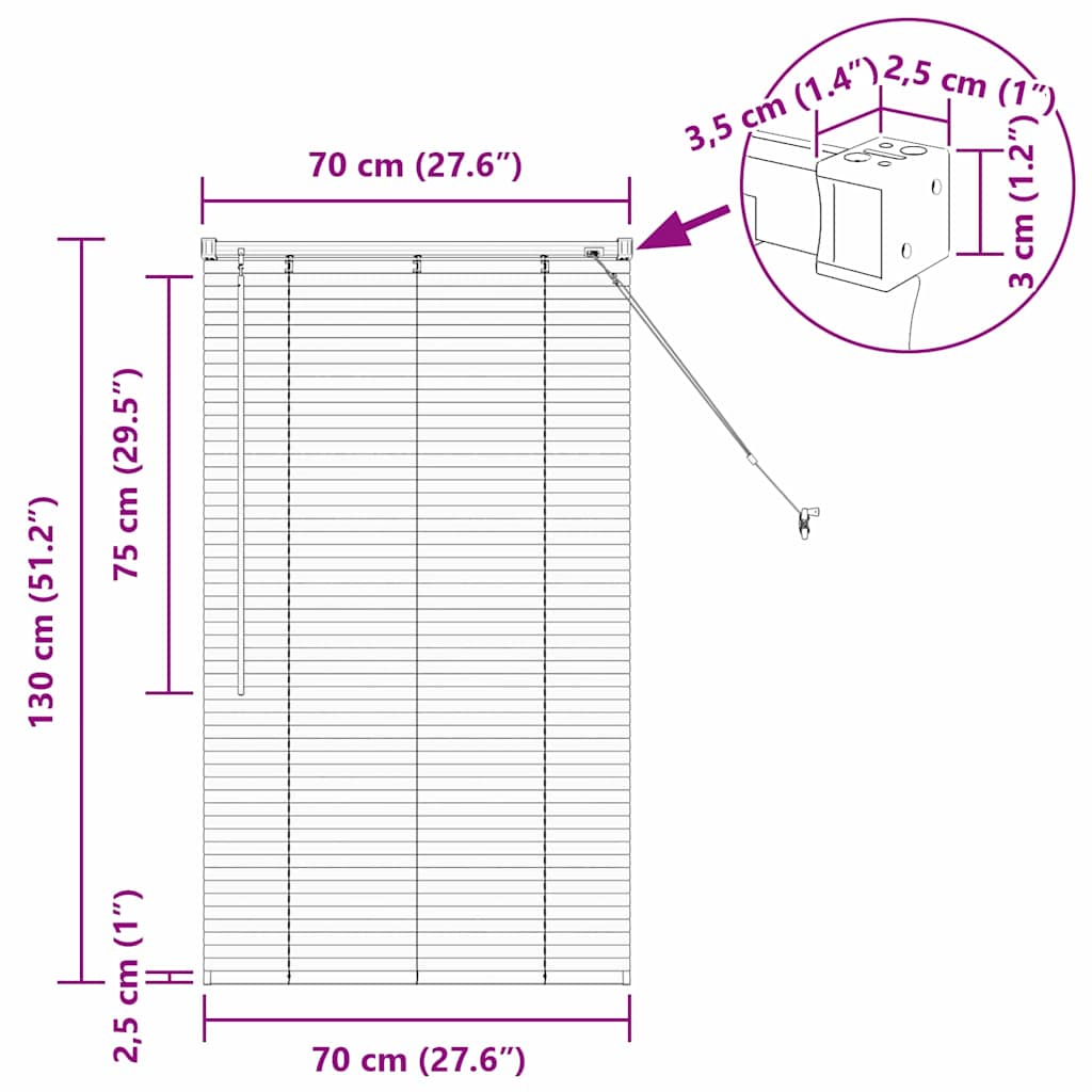 Venecijanski zastore Tamno siva 130 x 70 cm Aluminij