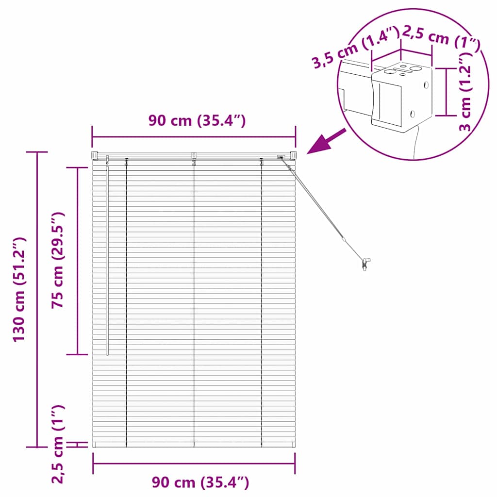 Venecijanski zastore Tamno siva 130 x 90 cm Aluminij