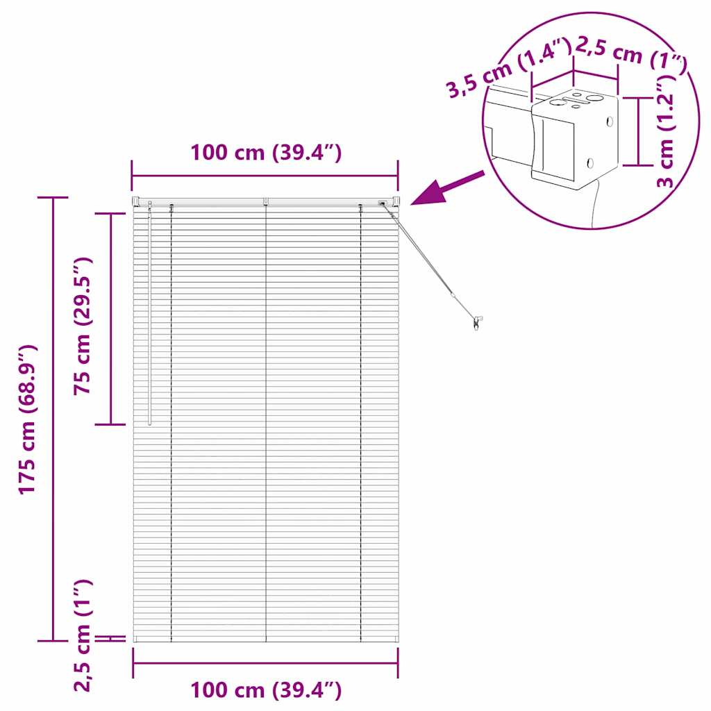 Venecijanski zastore Tamno siva 175 x 100 cm Aluminij