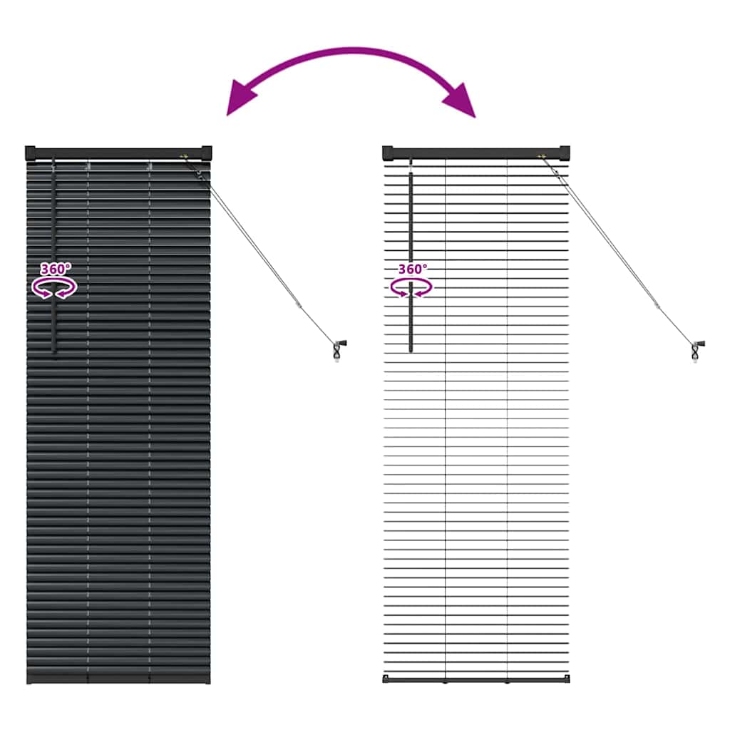 Venecijanski zastore Crna 130 x 45 cm Aluminij