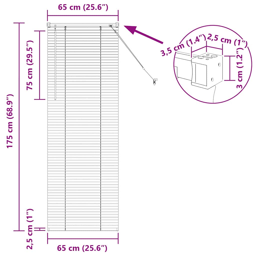 Venecijanski zastore Crna 175 x 65 cm Aluminij
