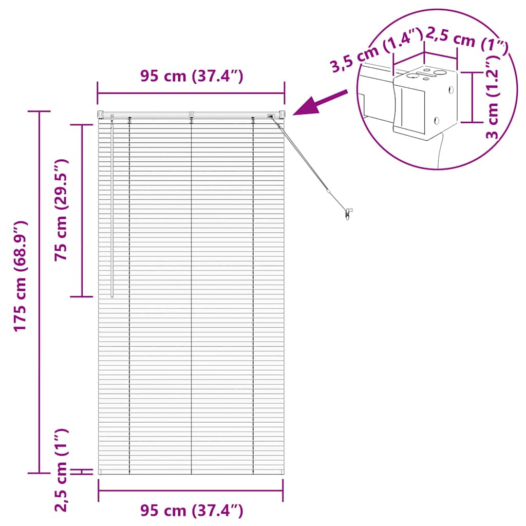 Venecijanski zastore Crna 175 x 95 cm Aluminij