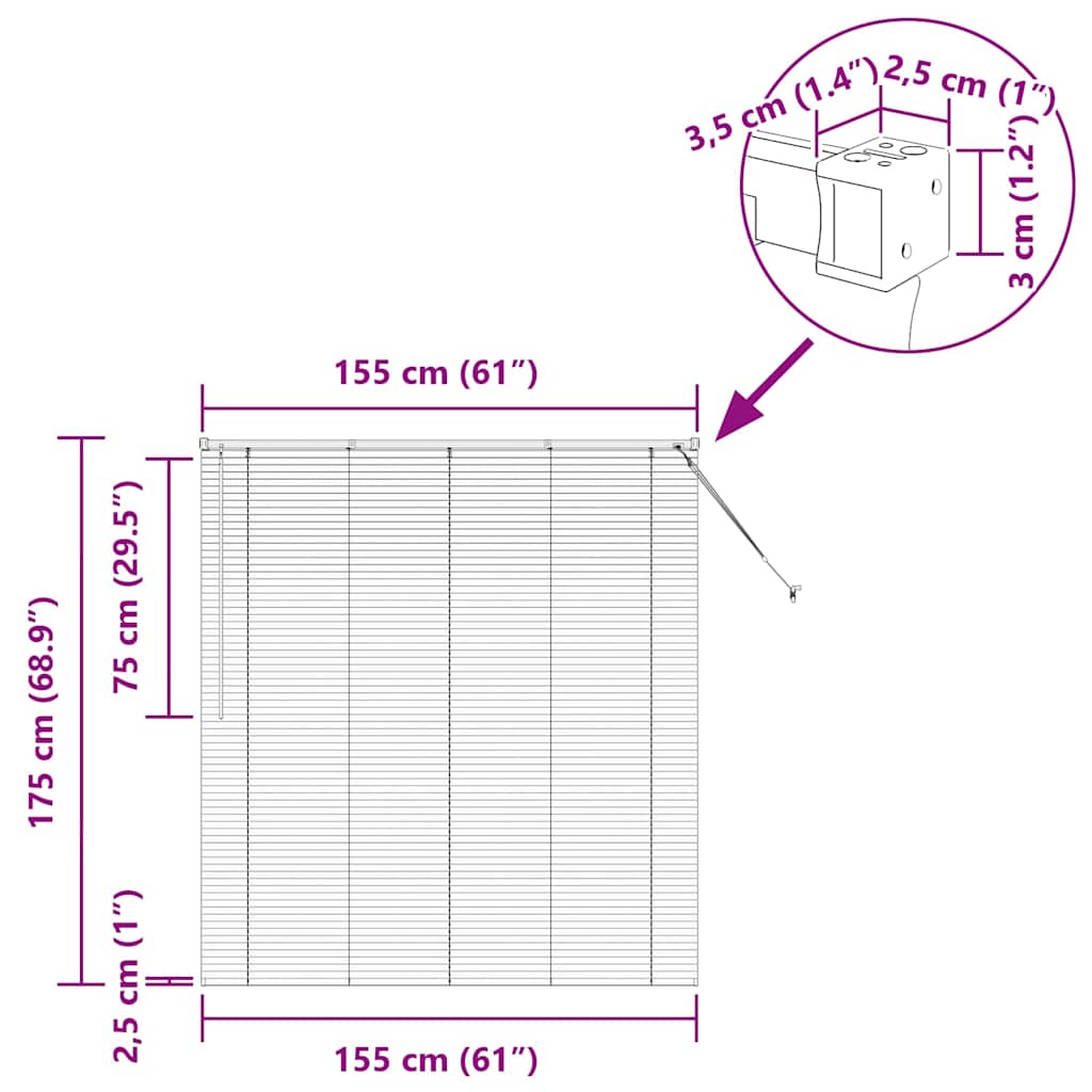 Venecijanski zastore Crna 175 x 155 cm Aluminij