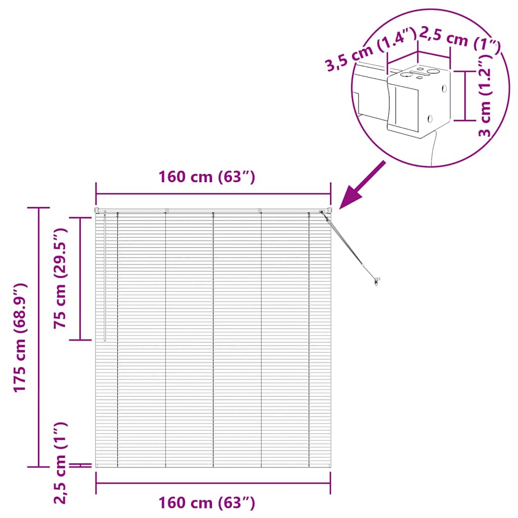 Venecijanski zastore Crna 175 x 160 cm Aluminij