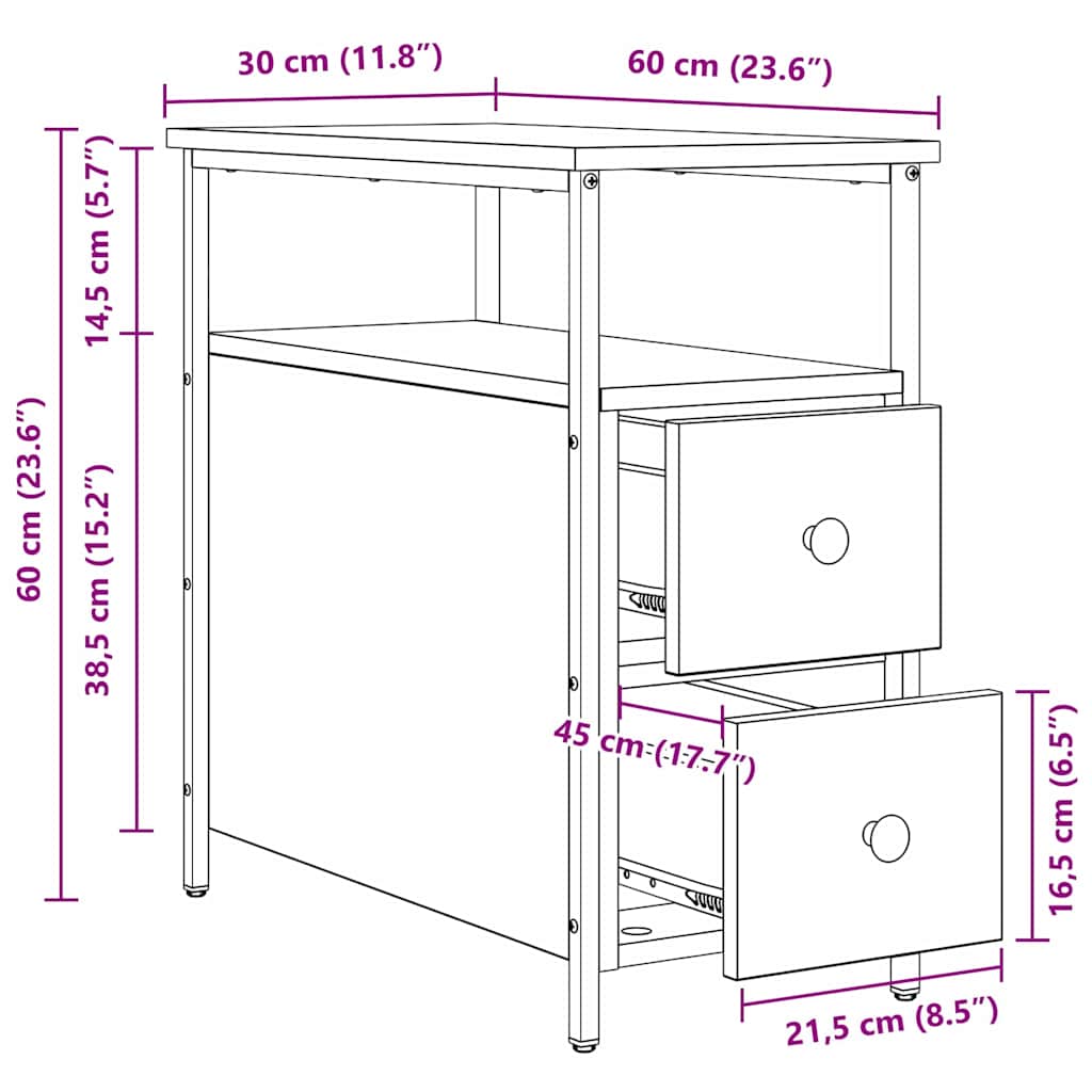 Noćni ormar Crni hrast 30 x 60 x 60 cm Konstruirano drvo