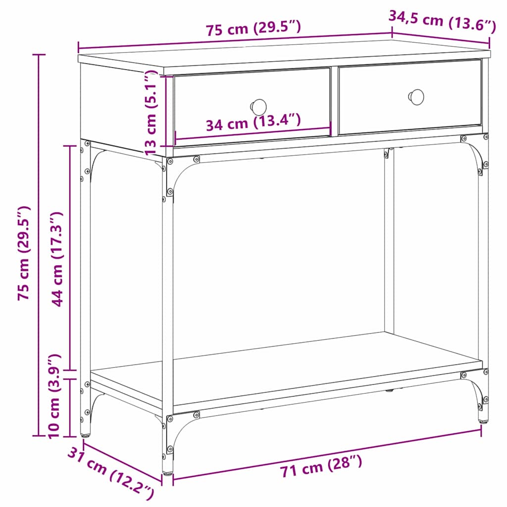 Konzolna stolica Crni hrast 75 x 34,5 x 75 cm Konstruirano drvo