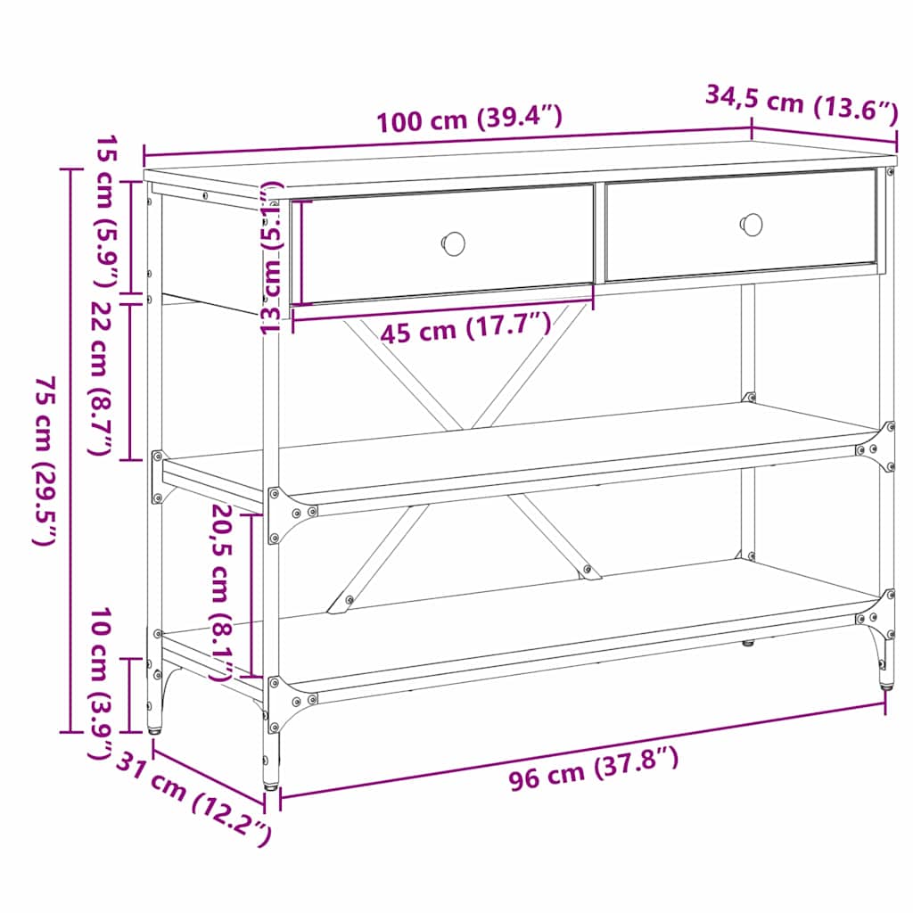 Konzolna stolica Crni hrast 100 x 34,5 x 75 cm boja drva
