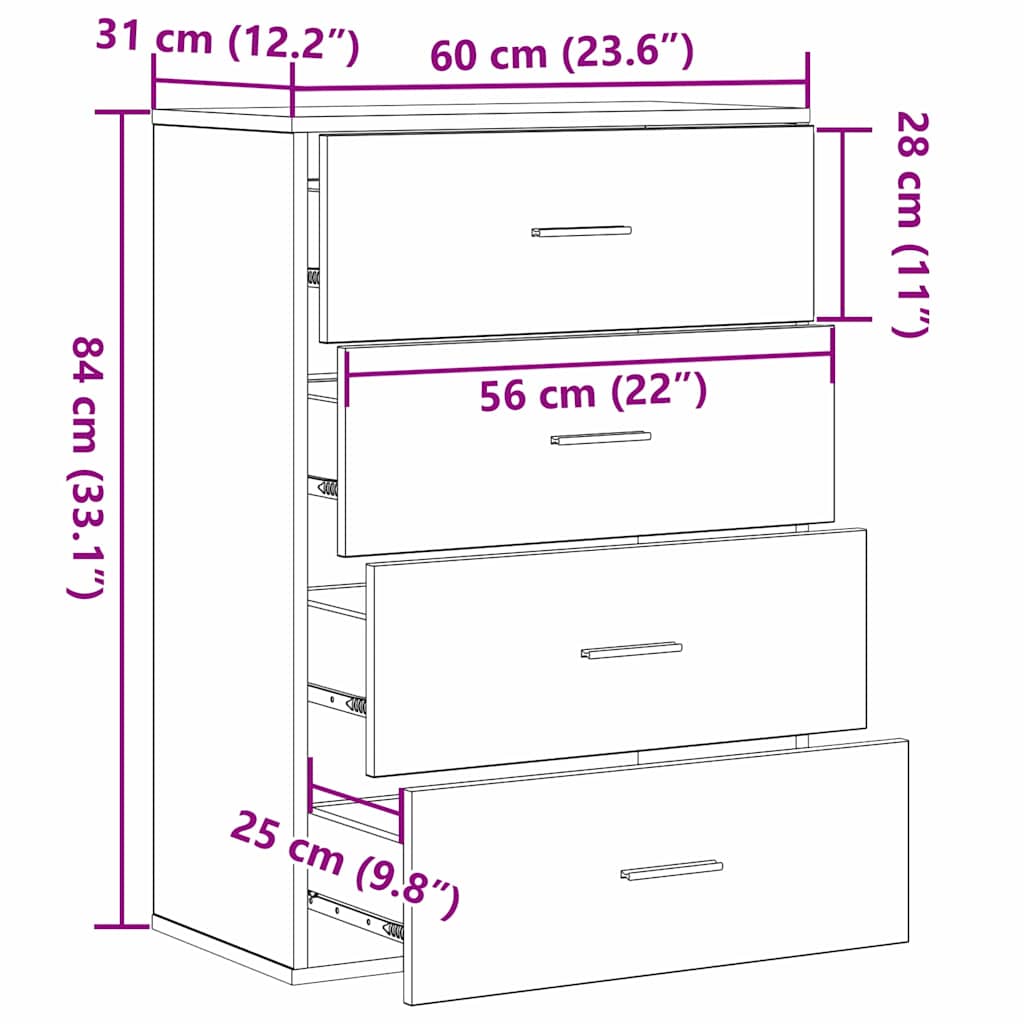 Kreveta s ladicama Crni hrast 60 x 39 x 80 cm Konstruirano drvo