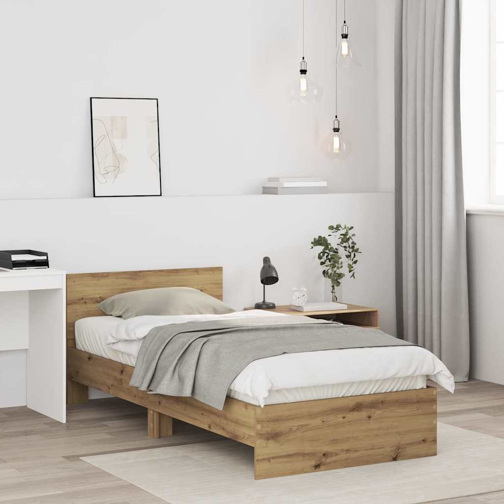 Krevetna konstrukcija s uzglavljem Umjetnički hrast 75 x 190 cm