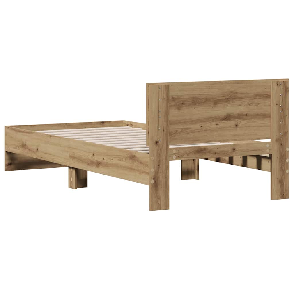 Krevetna konstrukcija s uzglavljem Umjetnički hrast 75 x 190 cm
