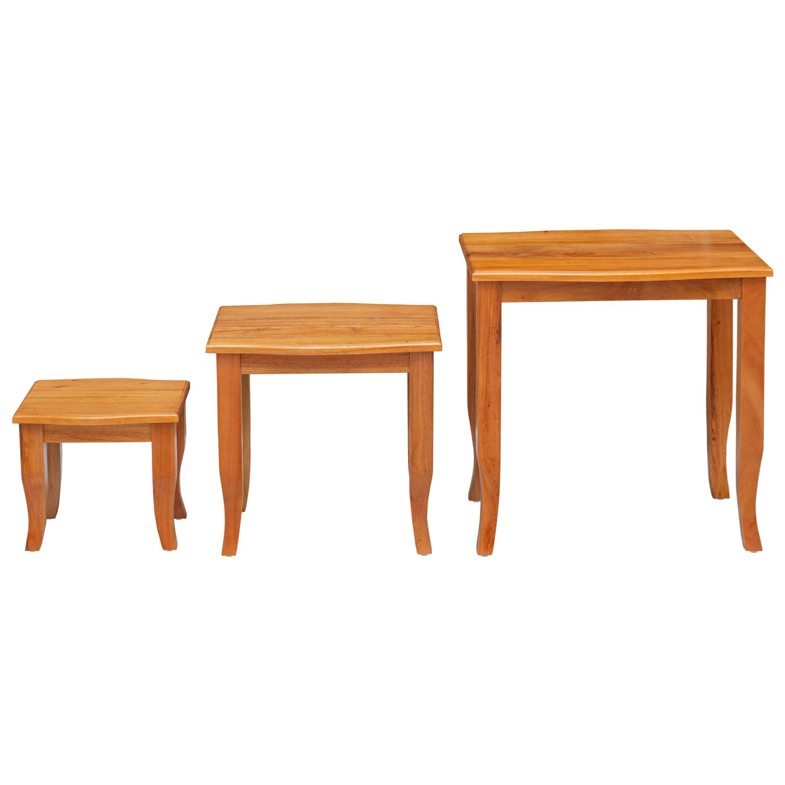 Nesting bočni stolovi 3 pcs Prirodna Čvrsto mahagonijsko drvo
