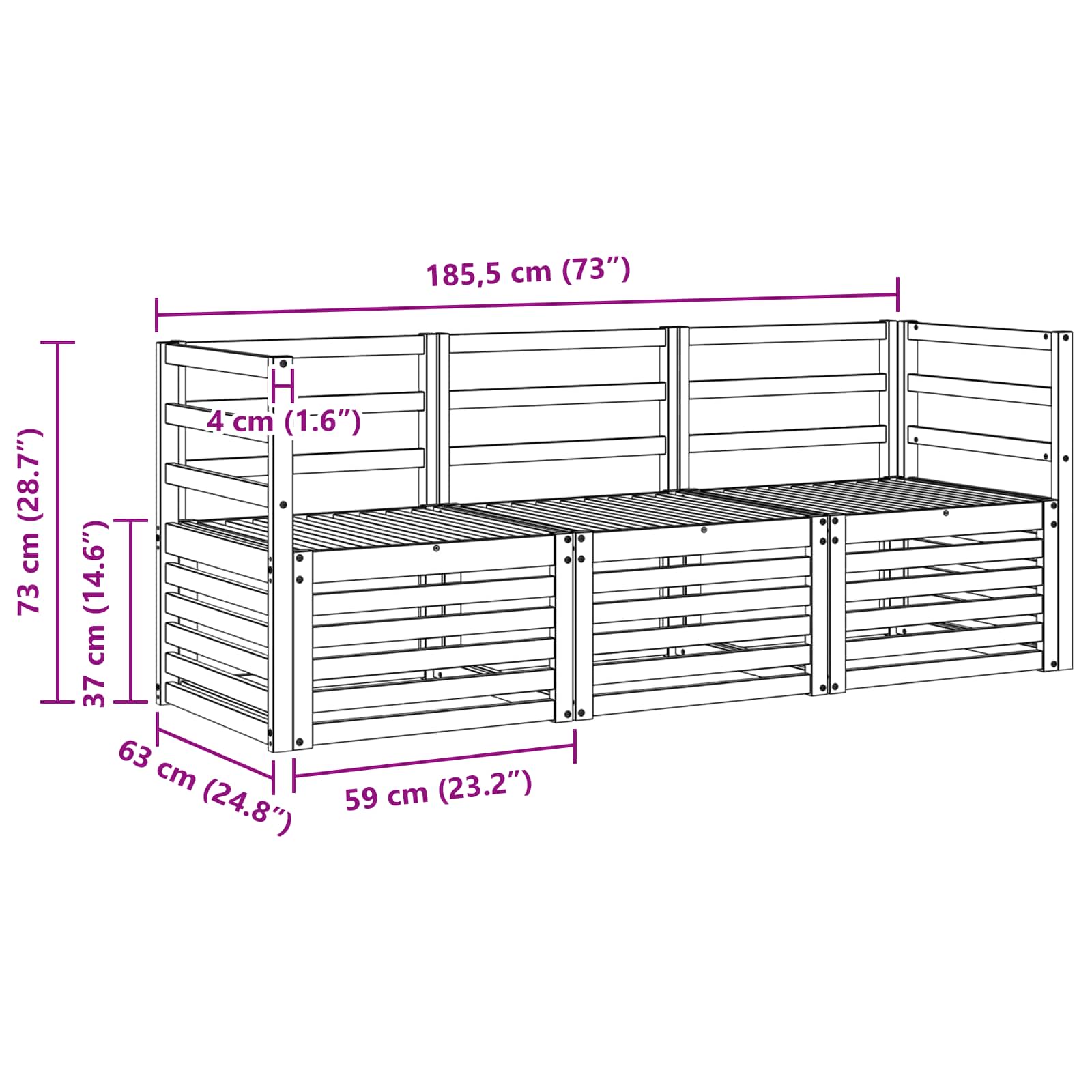 Setovi sofa 3 pcs Prirodna Čvrsto drvo akacije