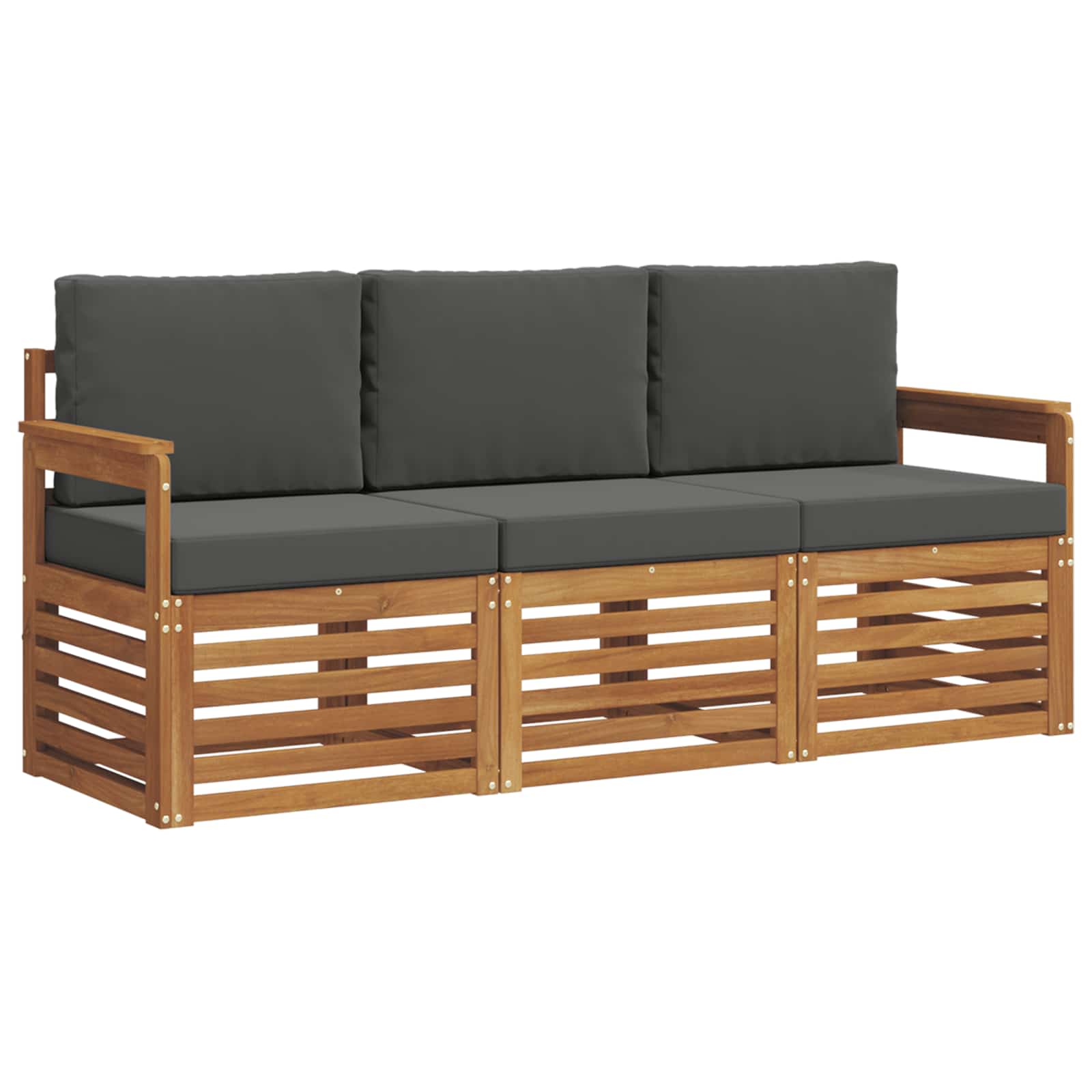 Setovi sofa 3 pcs Prirodna i antracit Čvrsto drvo akacije
