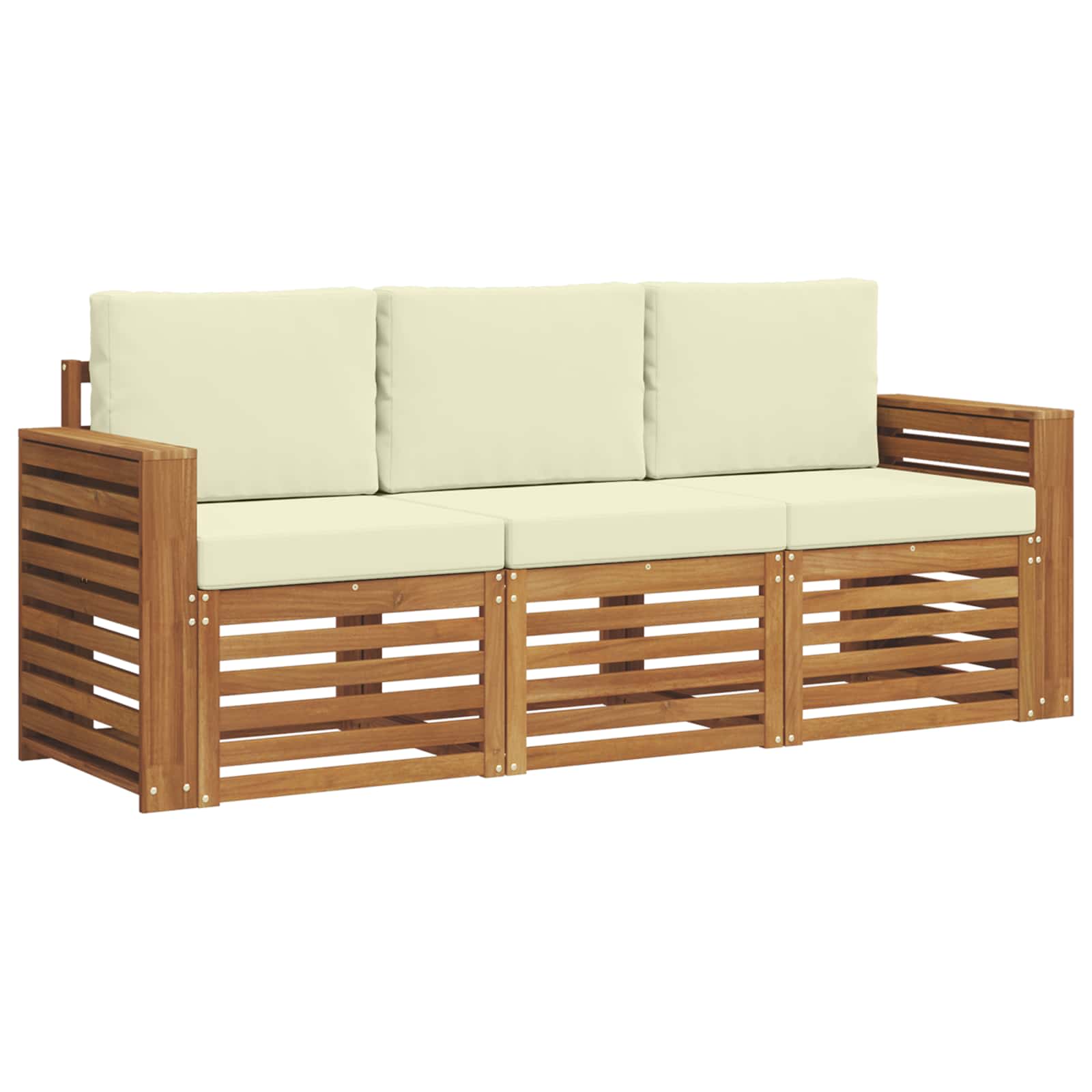 Setovi sofa 3 pcs Prirodna i krem Čvrsto drvo akacije