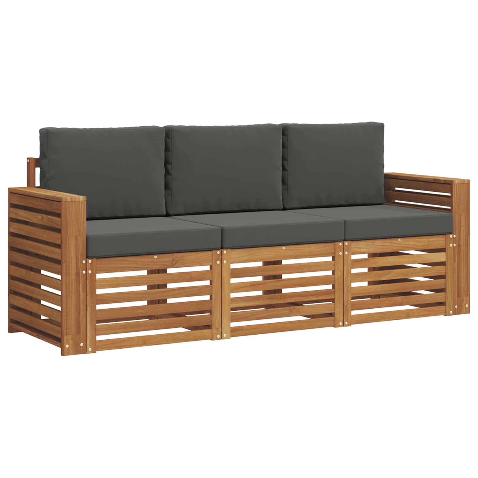 Setovi sofa 3 pcs Prirodna i antracit Čvrsto drvo akacije