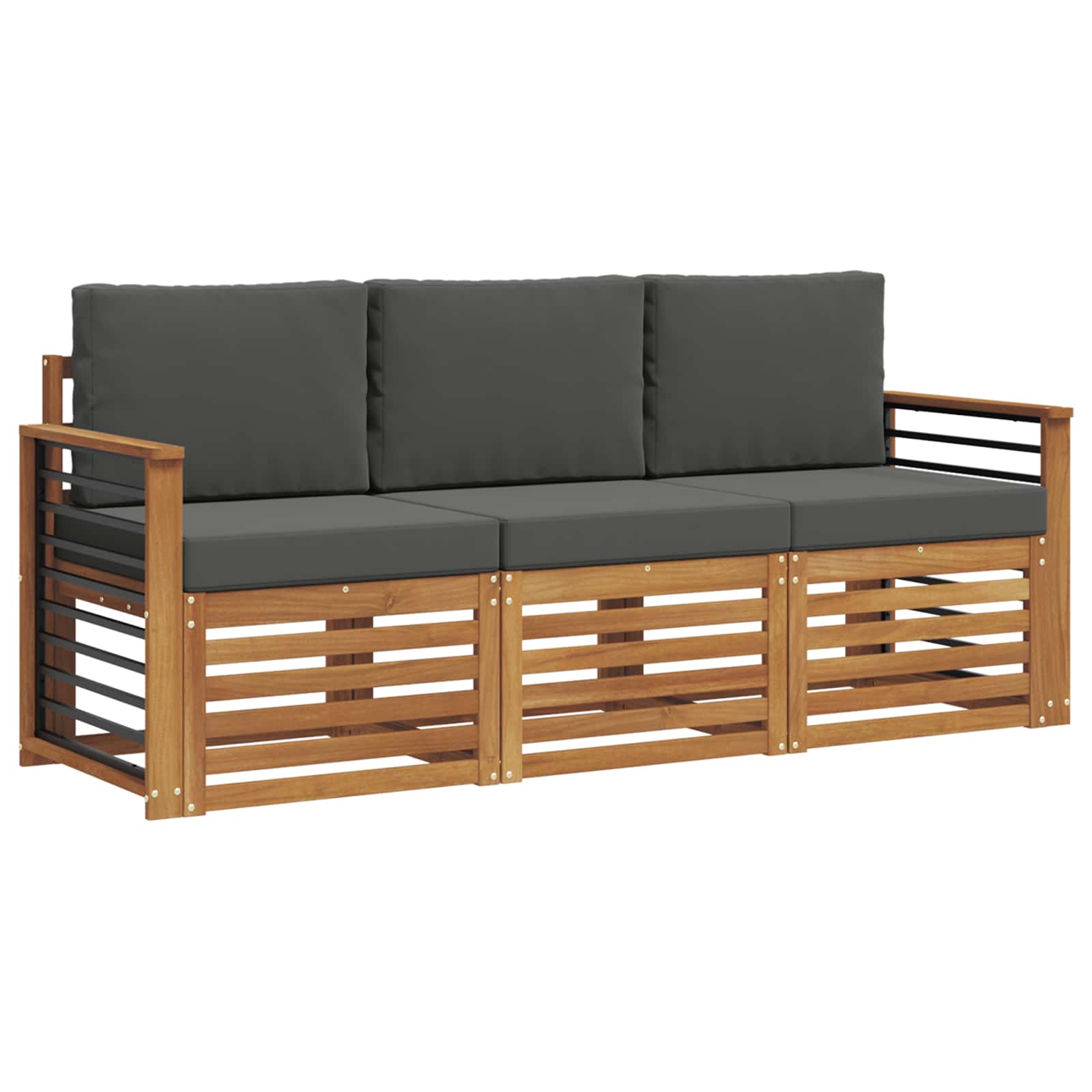 Setovi sofa 3 pcs Prirodna i antracit Čvrsto drvo akacije