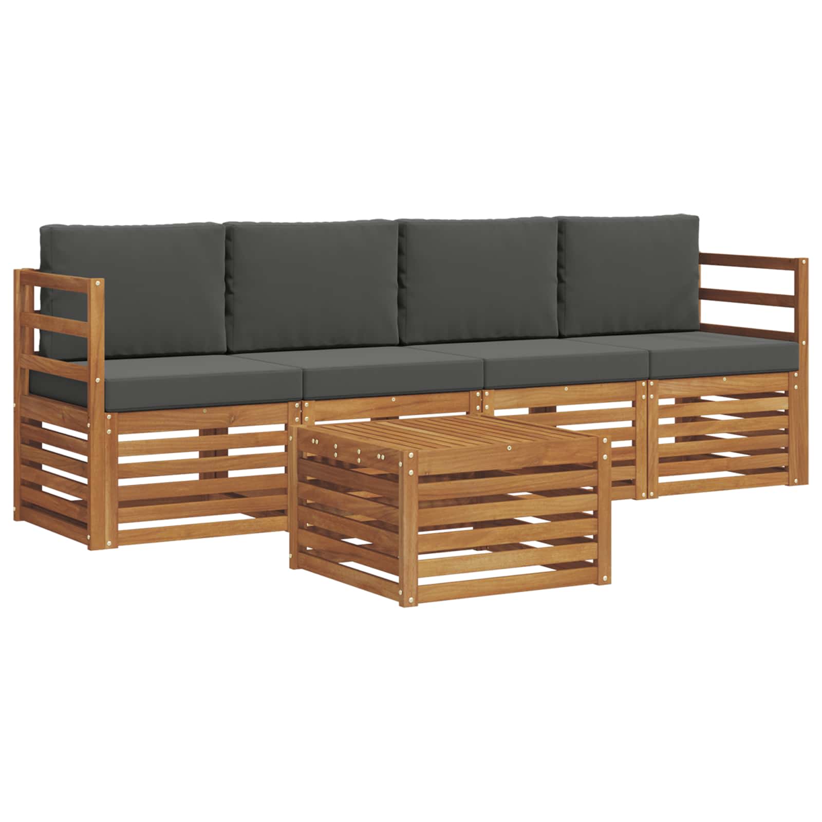 Set vanjskih sofa 5 pcs Prirodna i antracit Čvrsto drvo akacije