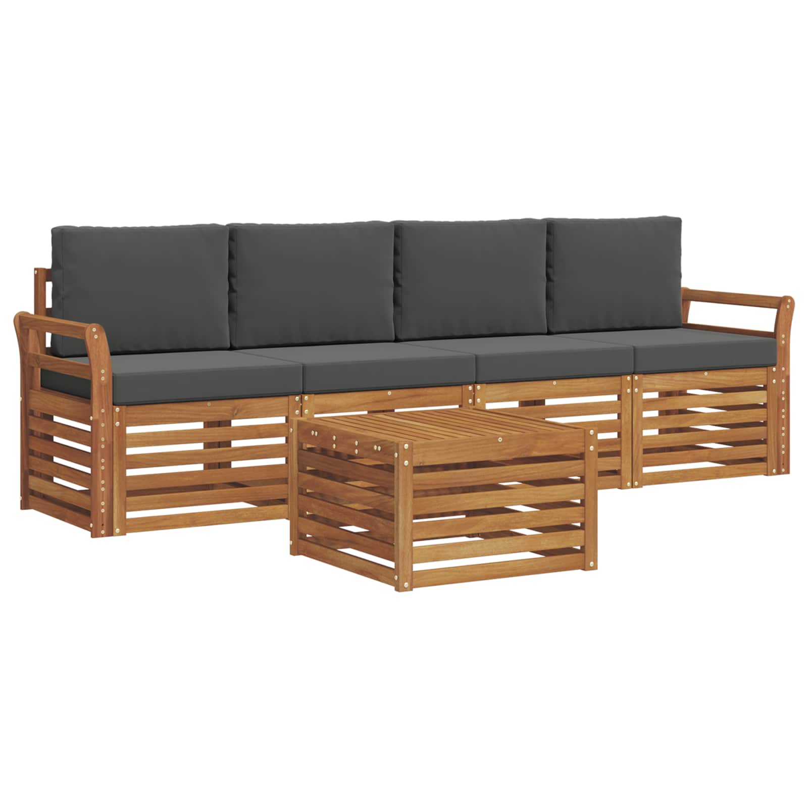 Set vanjskih sofa 5 pcs Prirodna i antracit Čvrsto drvo akacije