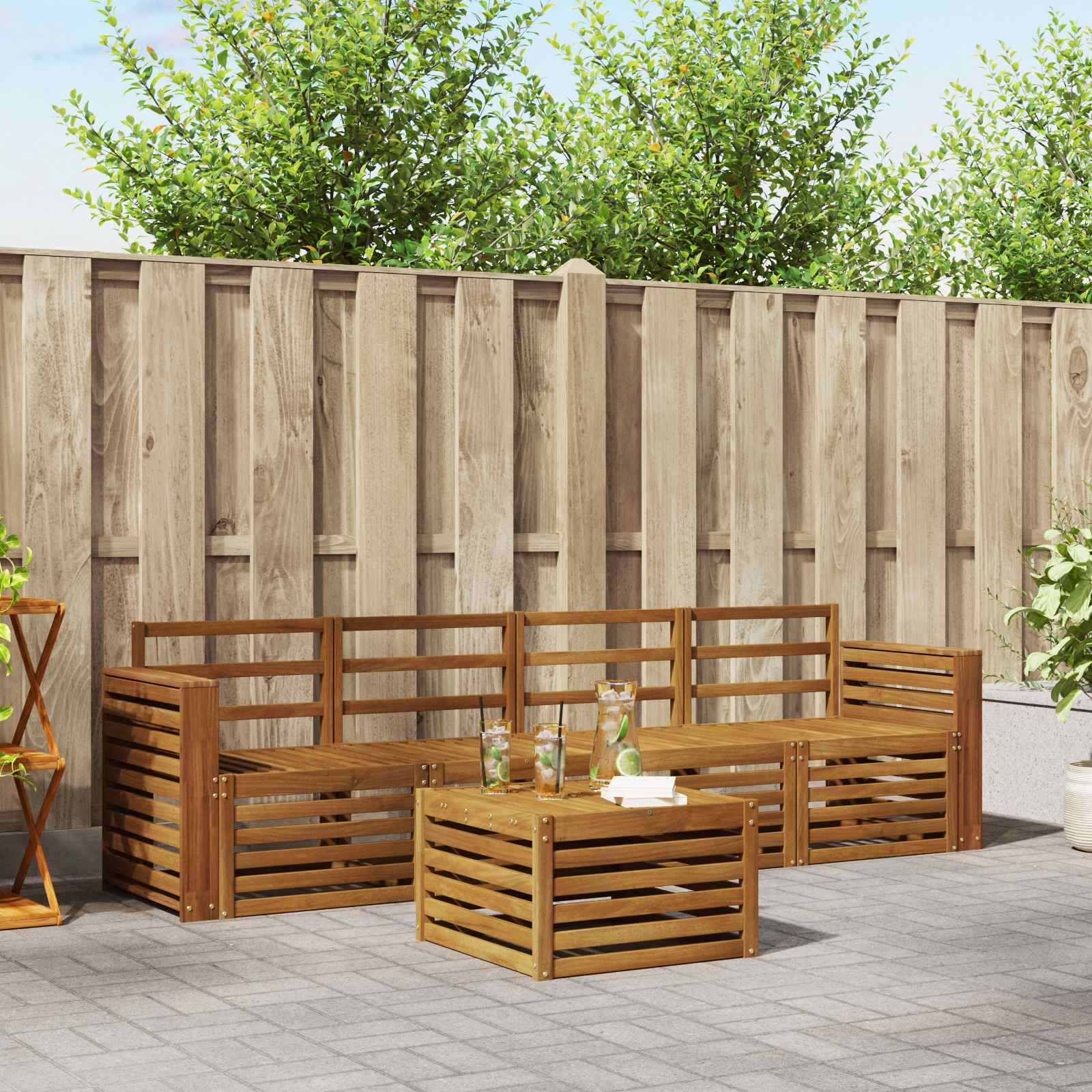Setovi sofa 5 pcs Prirodna Čvrsto drvo akacije