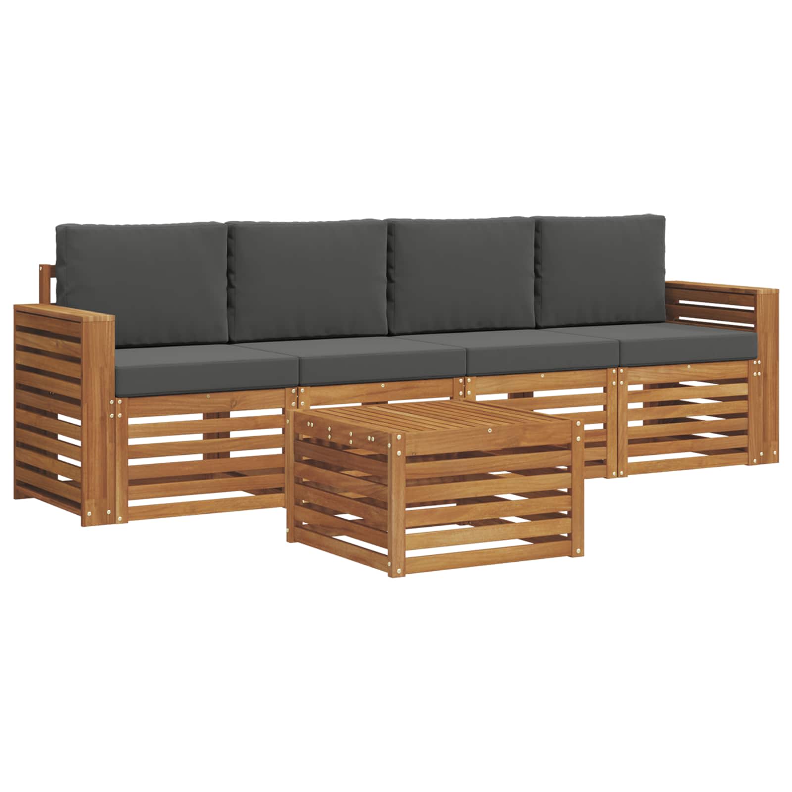Set vanjskih sofa 5 pcs Prirodna i antracit Čvrsto drvo akacije